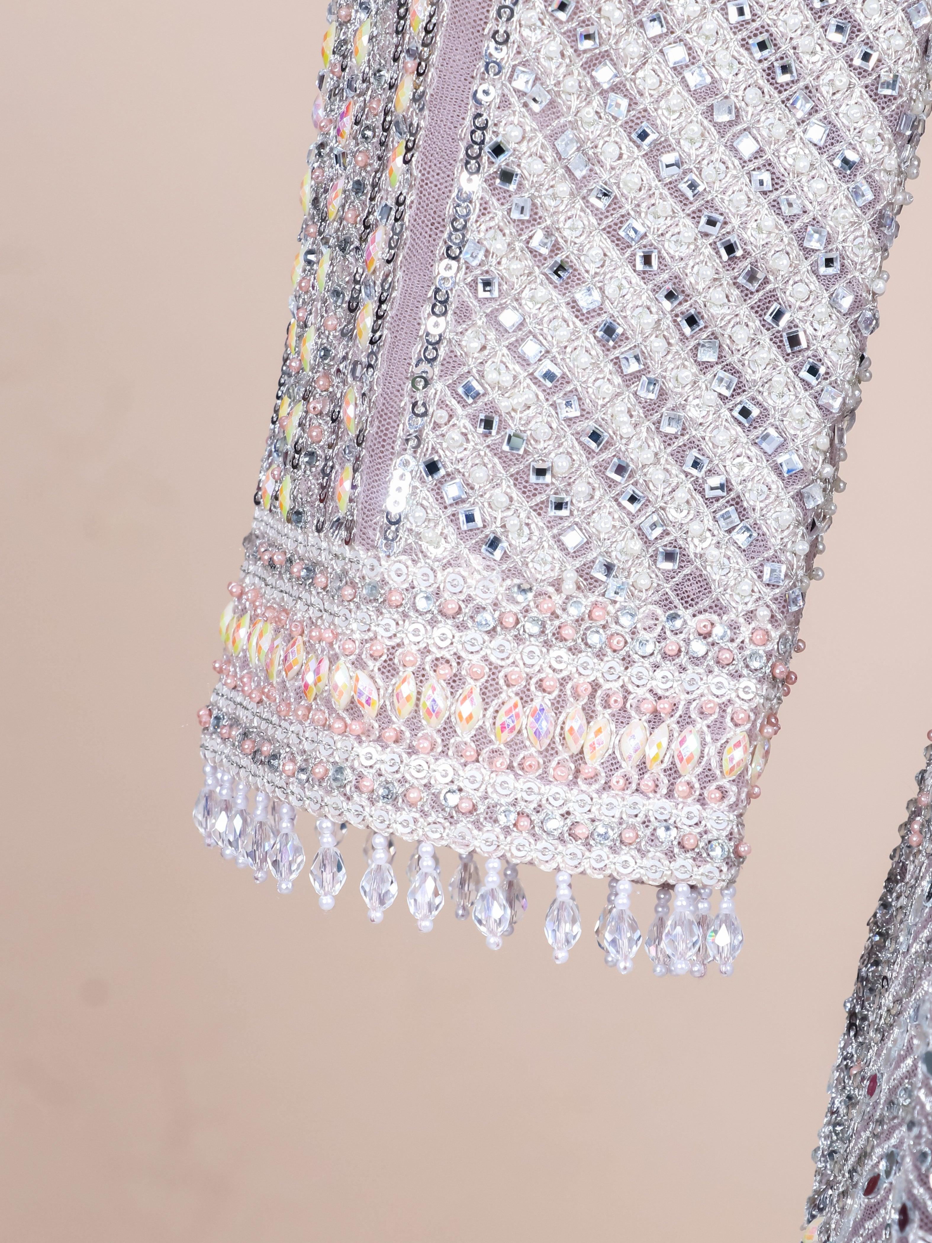 Designer Silver Net Party Wear Lehenga - Sumangal Ekam