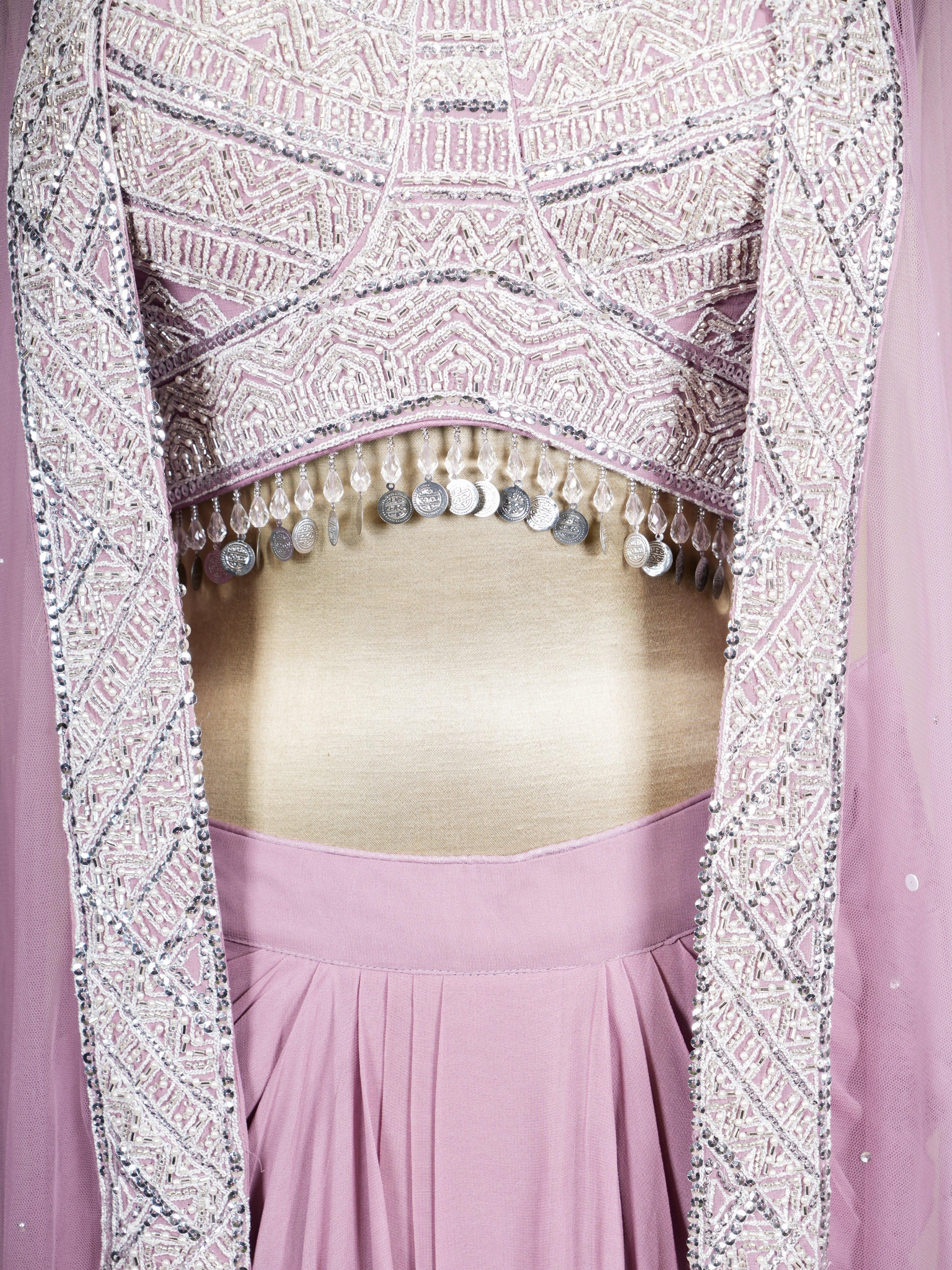 Designer Onion Pink Crepe Silk Party Wear Indo Western - Sumangal Ekam