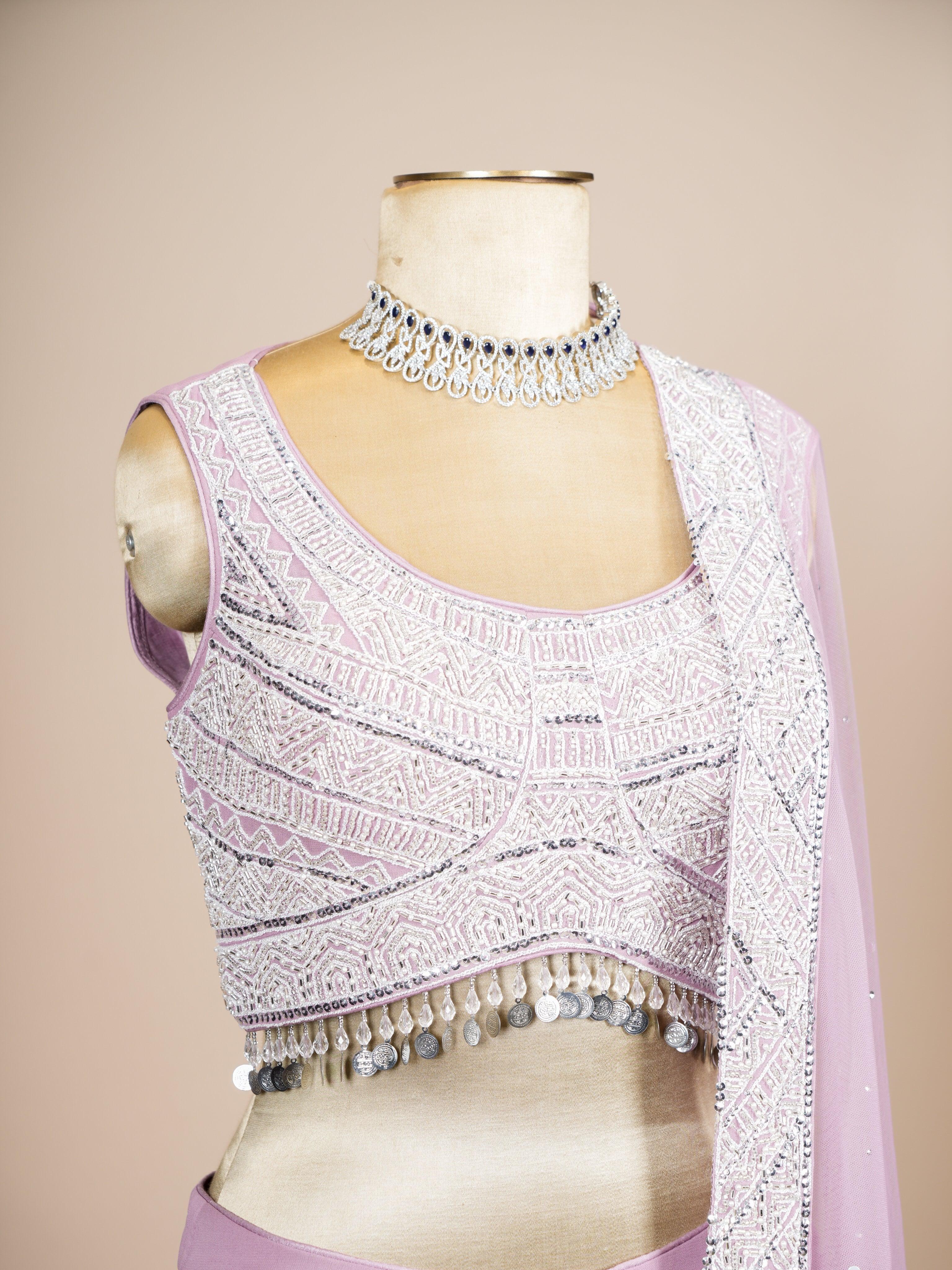 Designer Onion Pink Crepe Silk Party Wear Indo Western - Sumangal Ekam