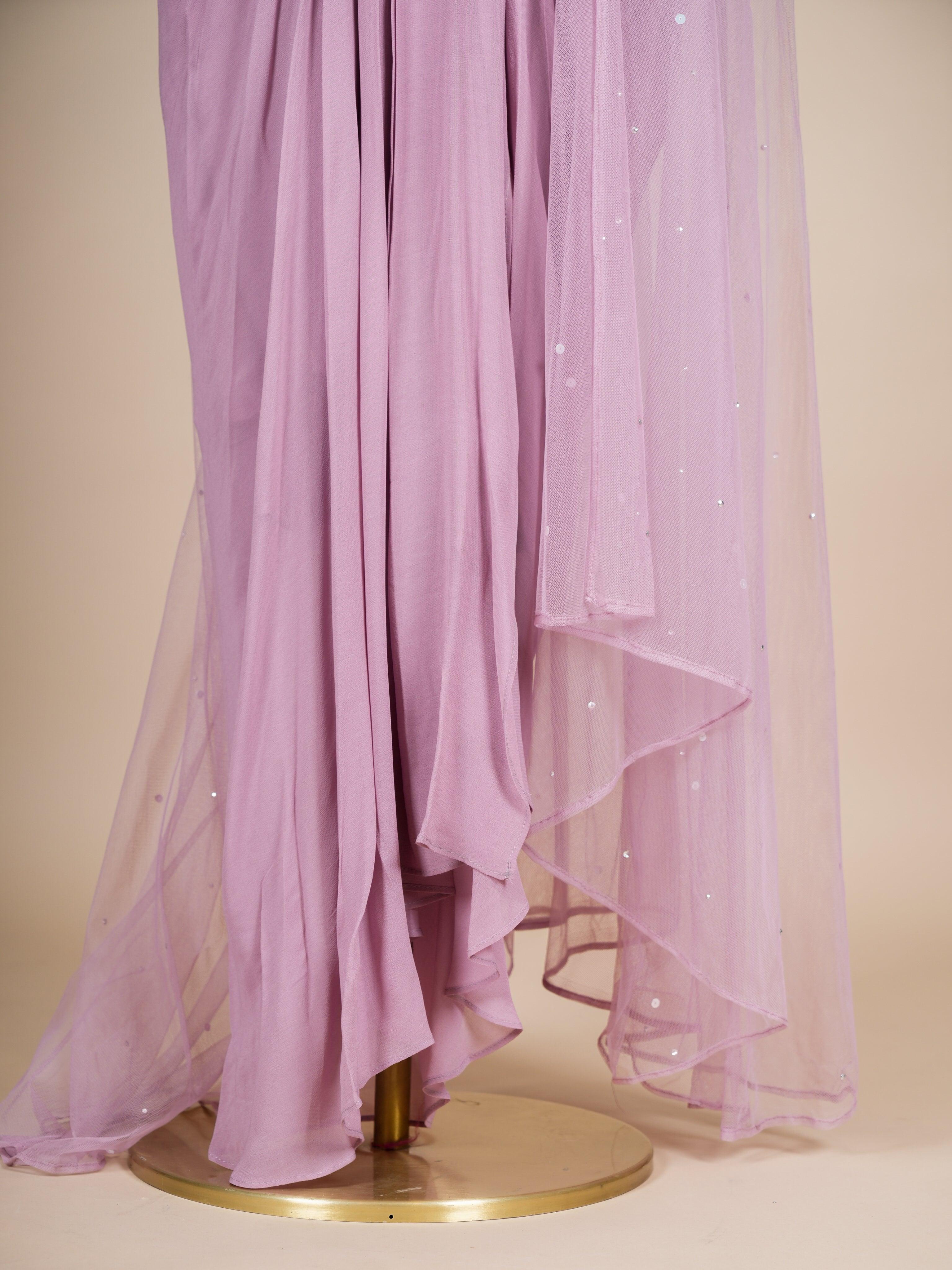 Designer Onion Pink Crepe Silk Party Wear Indo Western - Sumangal Ekam