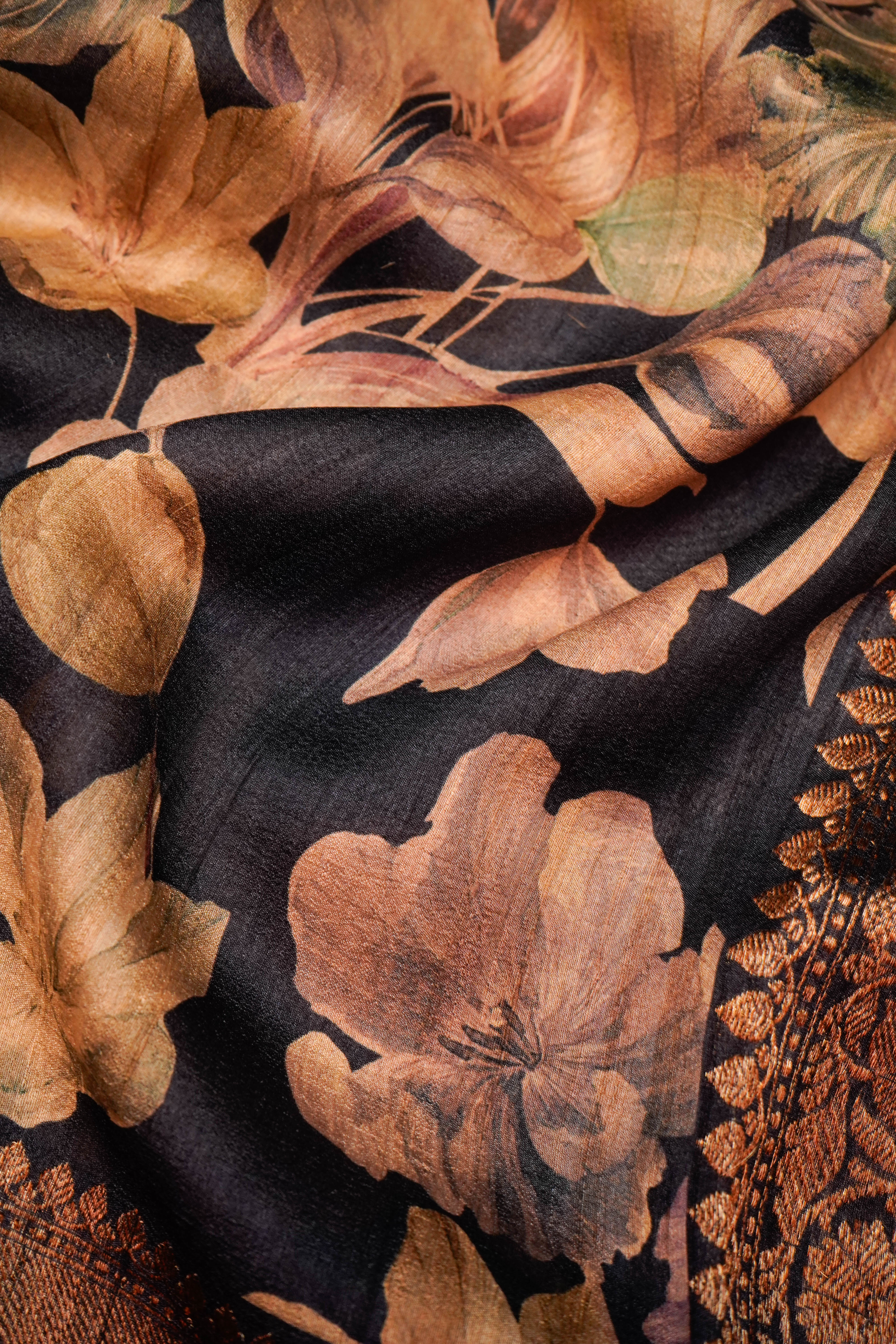 Designer Black Tussar Silk Saree