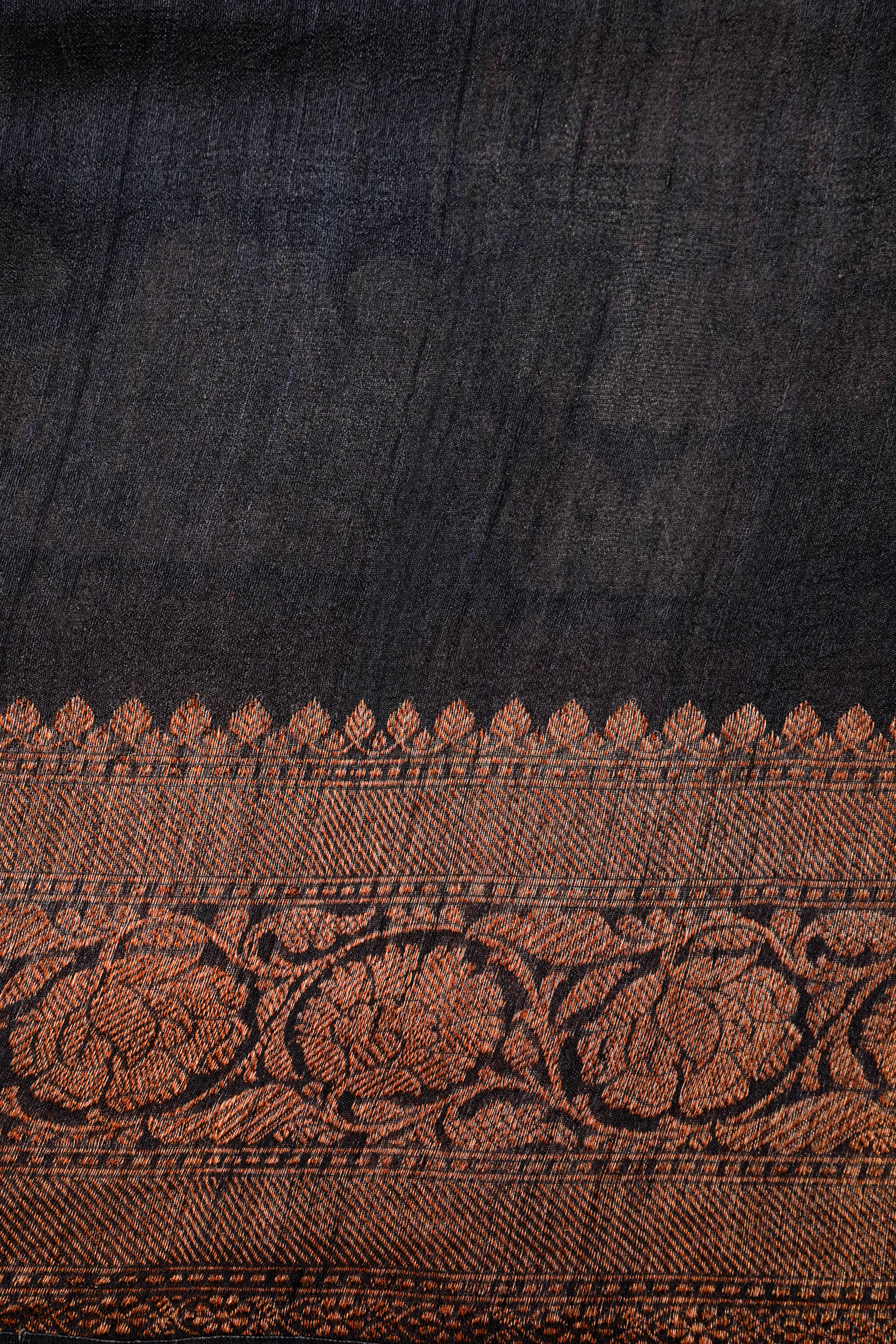 Designer Black Tussar Silk Saree