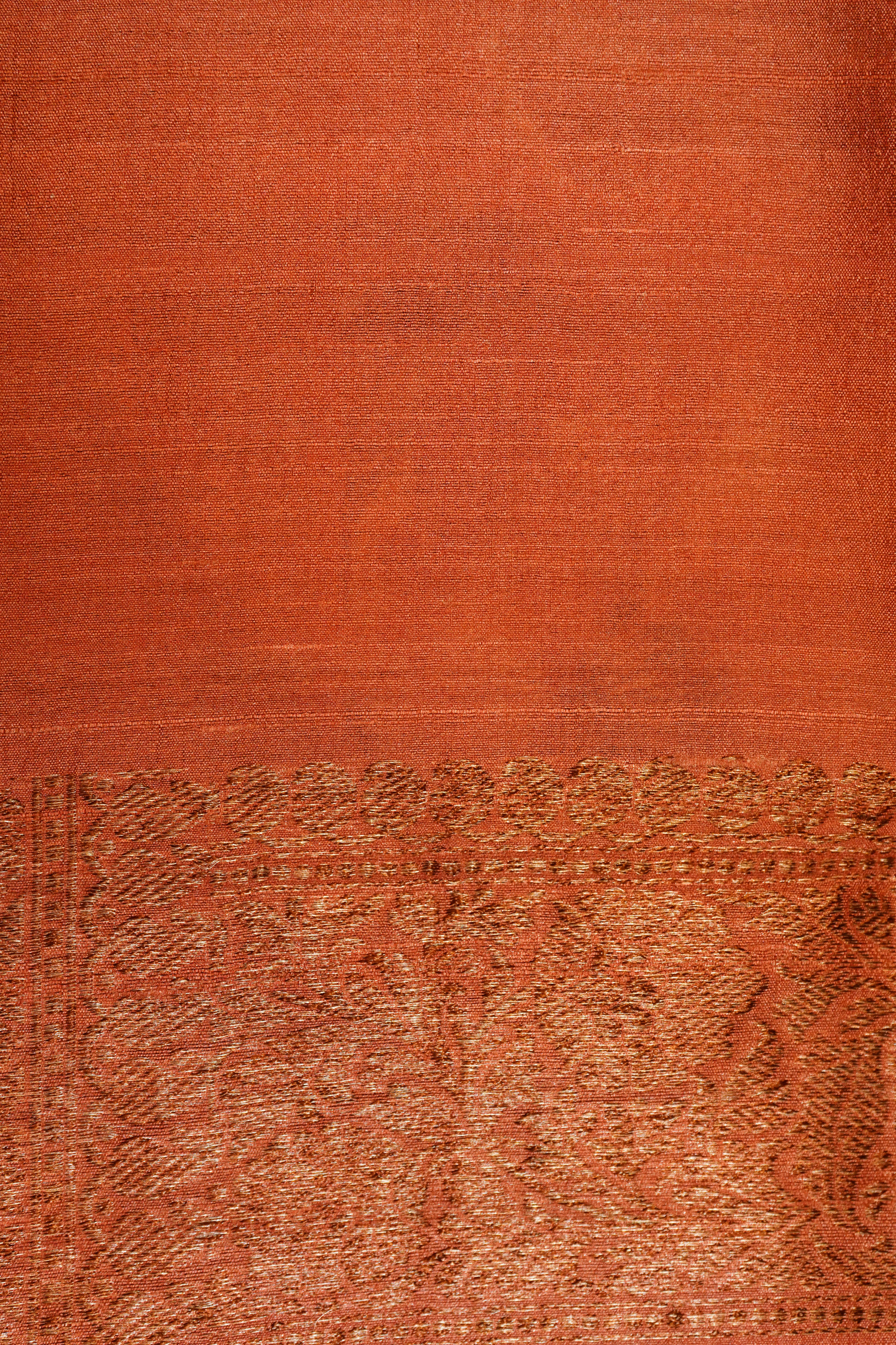 Designer Peach Tussar Silk Saree