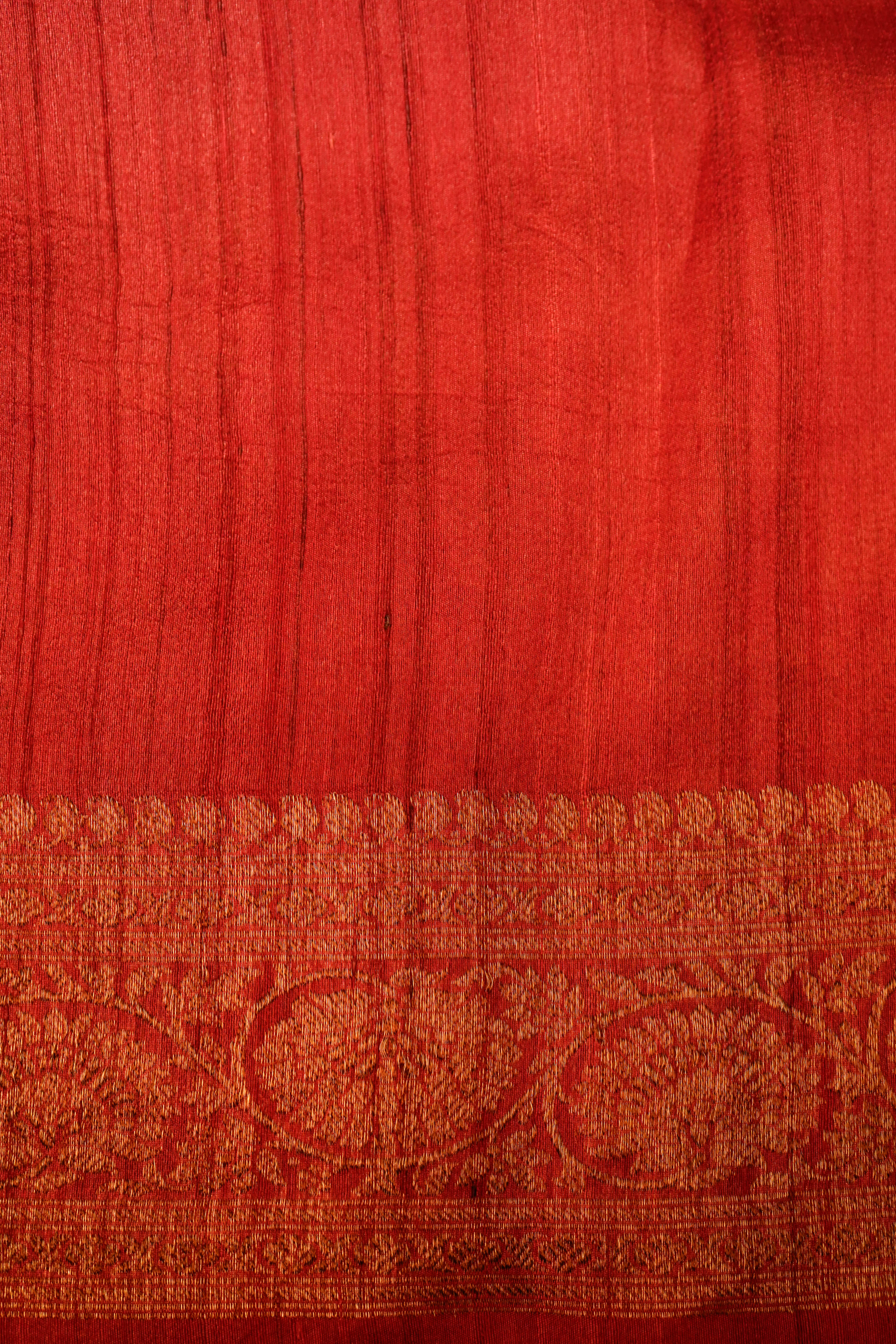 Designer Red Tussar Silk Saree