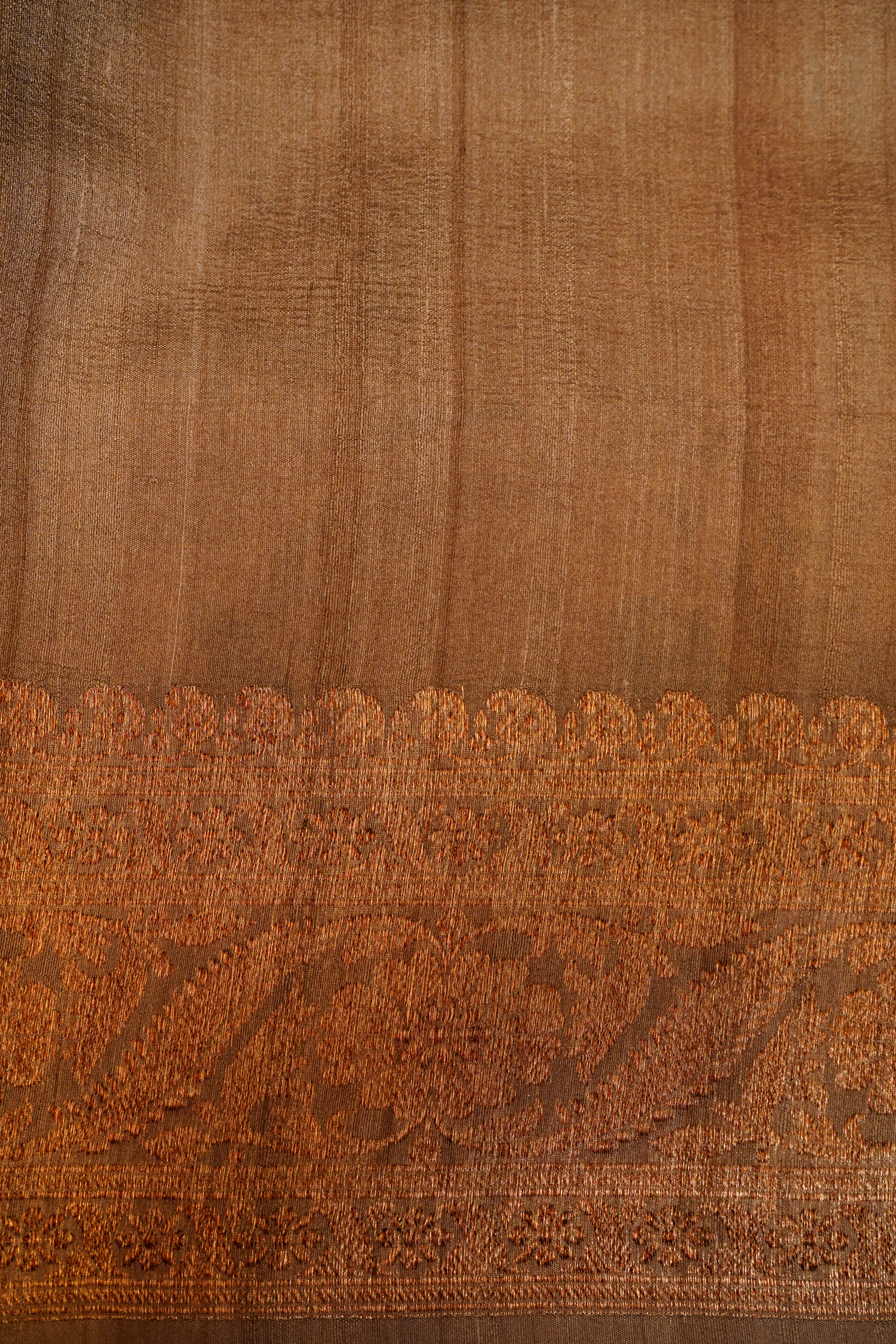 Designer Coffee Brown Tussar Silk Saree