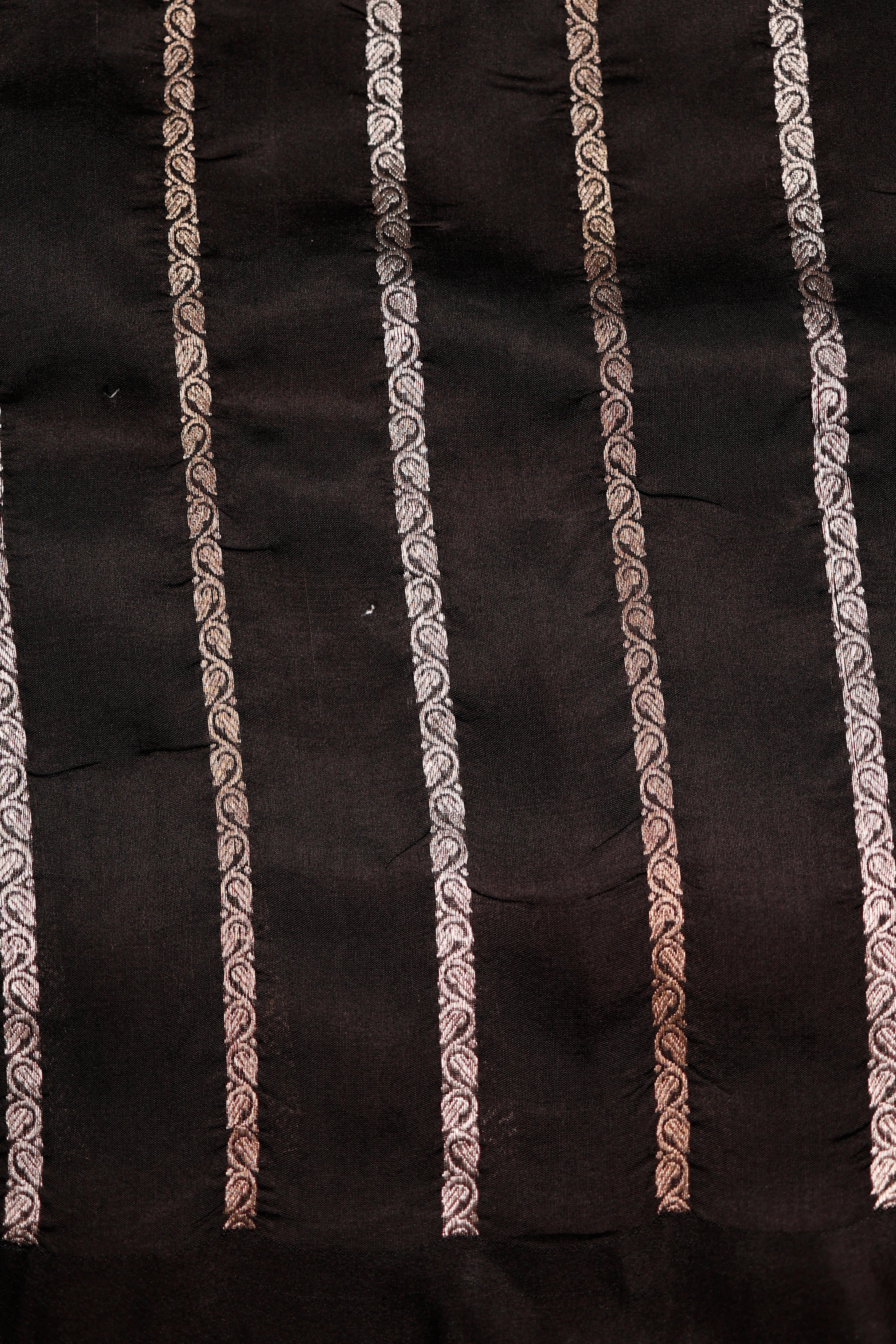 Designer Black & Red Motif Banarasi Katan Soft Silk Saree