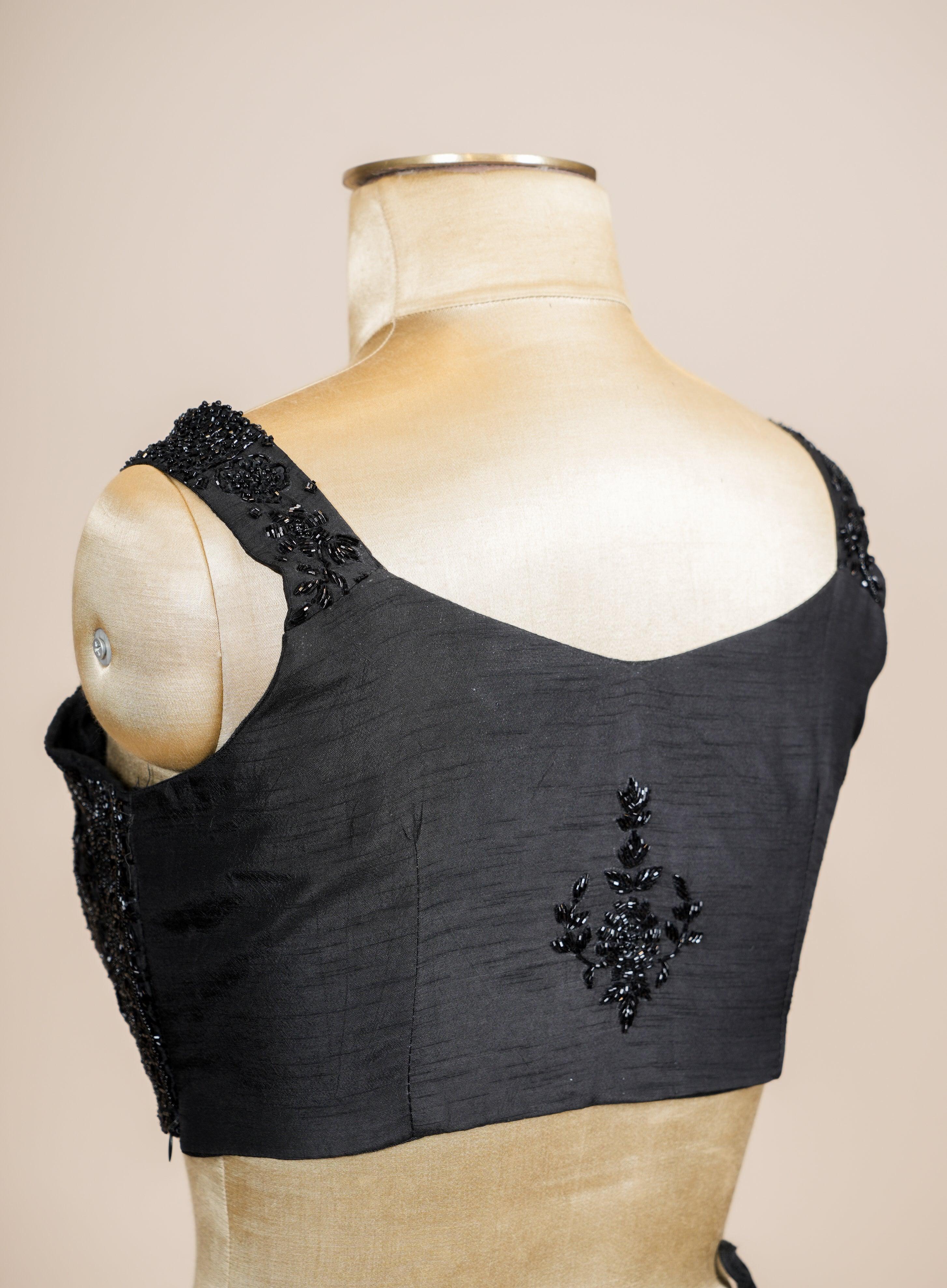 Designer Black Crepe Silk Party Wear Drape saree - Sumangal Ekam