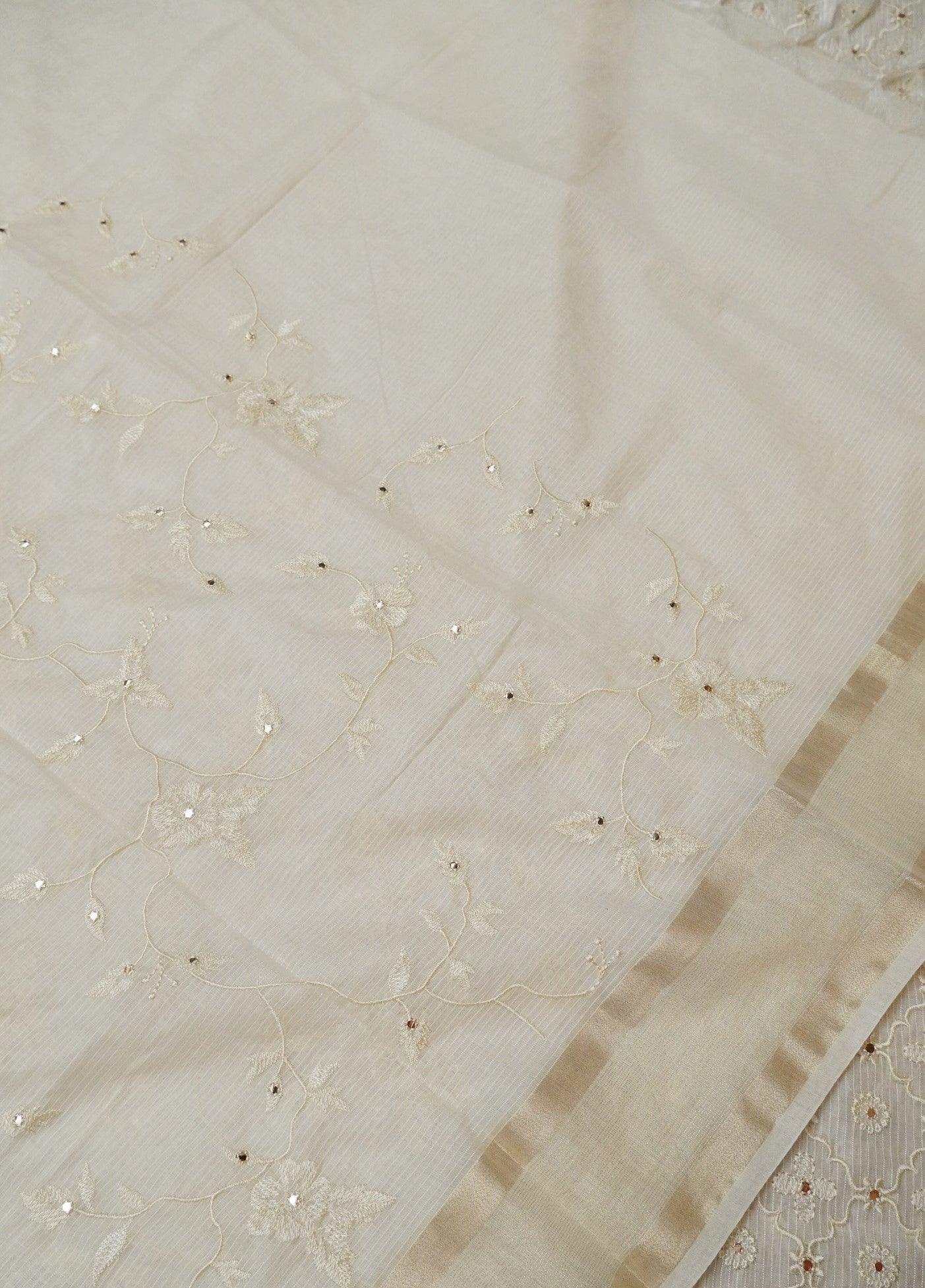 Designer Off White Kota Cotton Suit - Sumangal Ekam