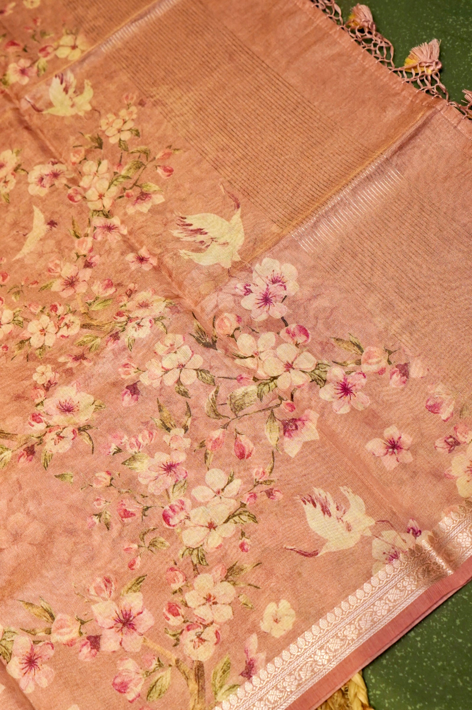 Designer Peach Chanderi Silk Suit