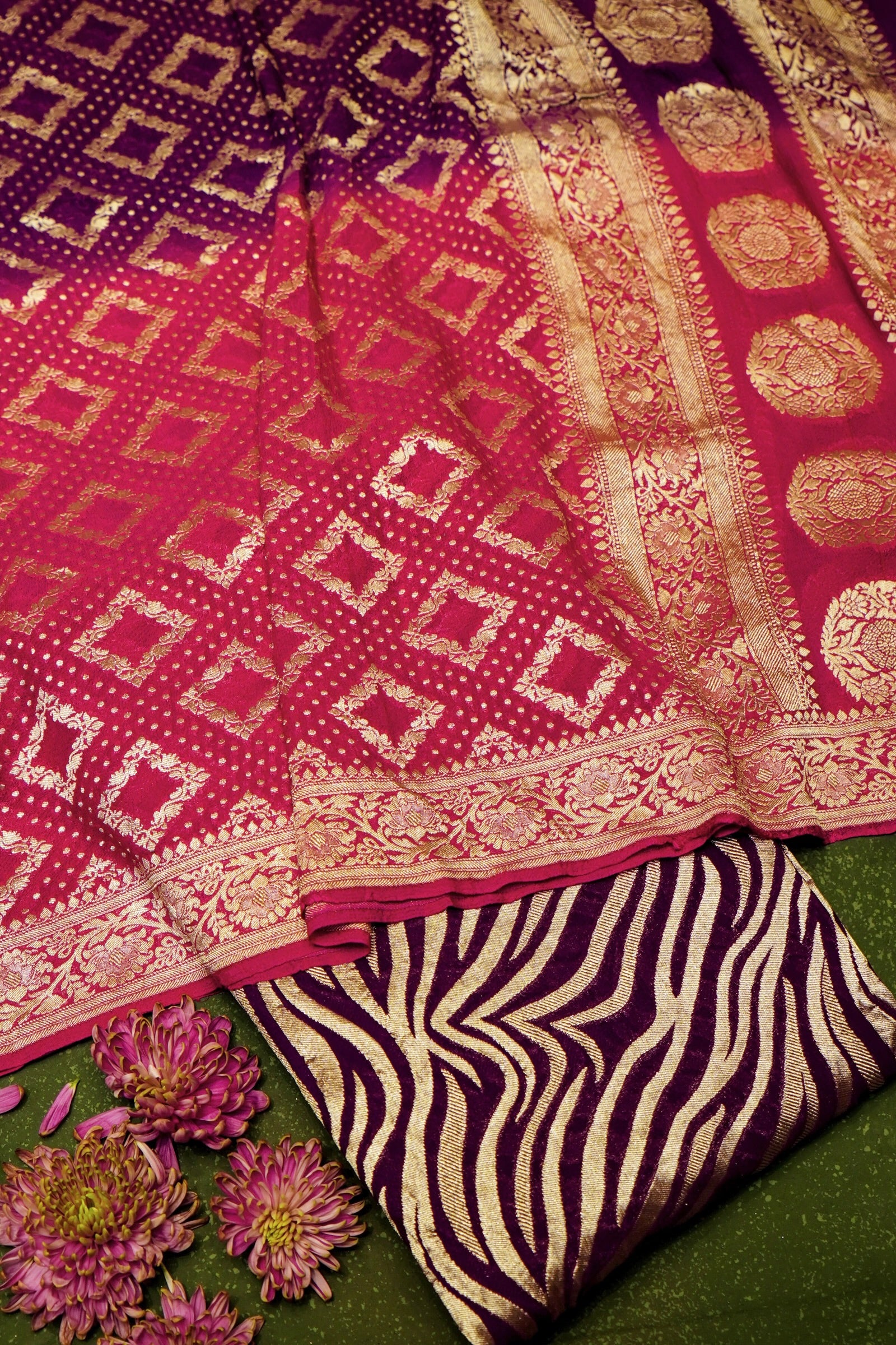 Handwoven Dark Purple Banarasi Khaddi Georgette Suit