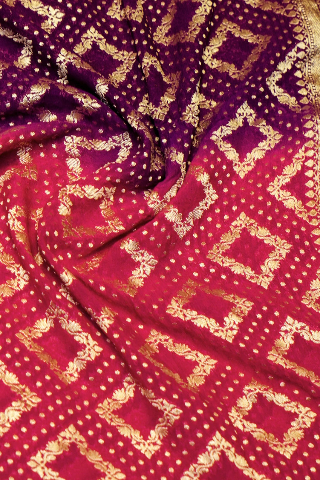 Handwoven Dark Purple Banarasi Khaddi Georgette Suit
