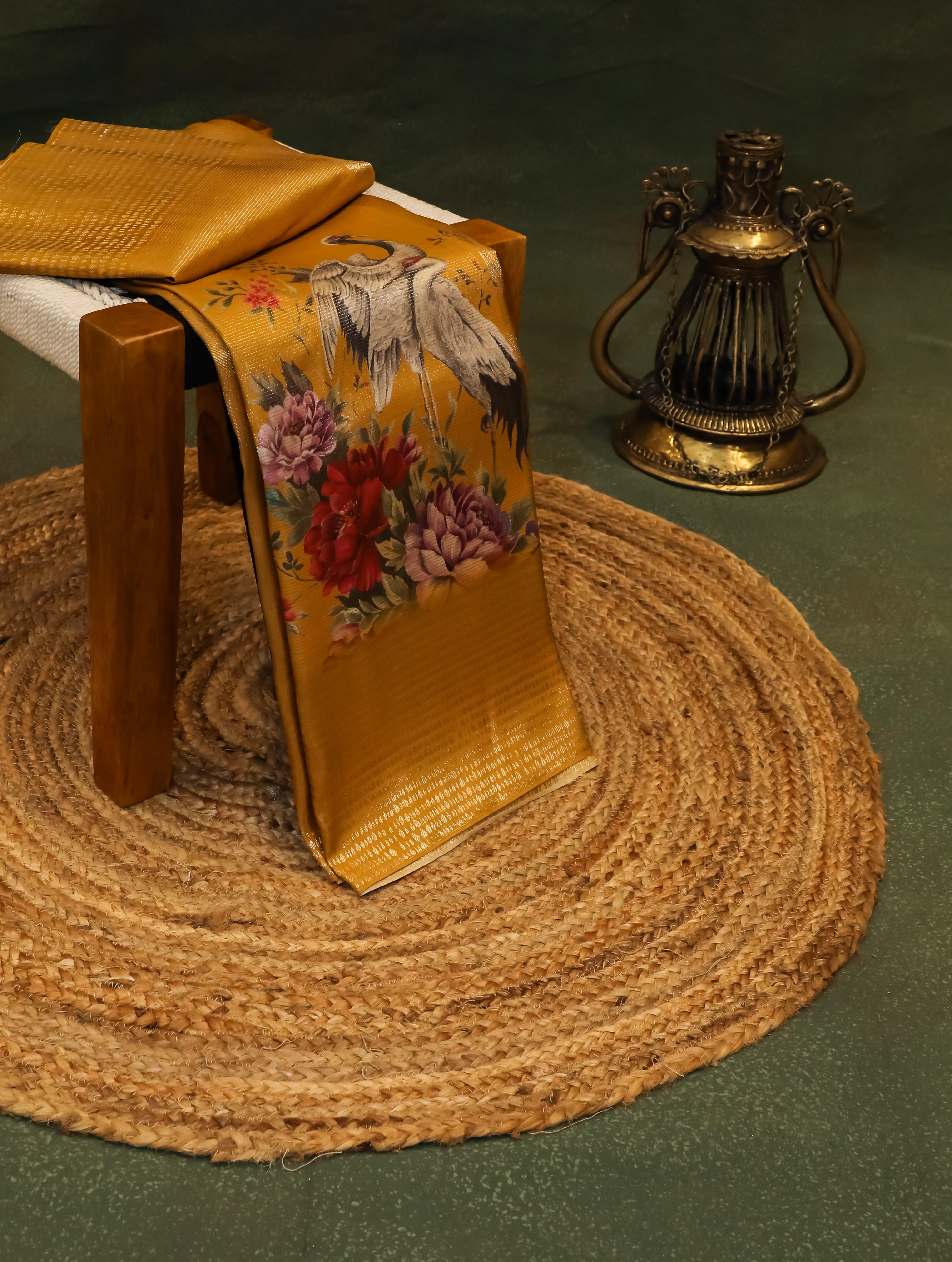 Designer Yellow Katan Silk Saree - Sumangal Ekam