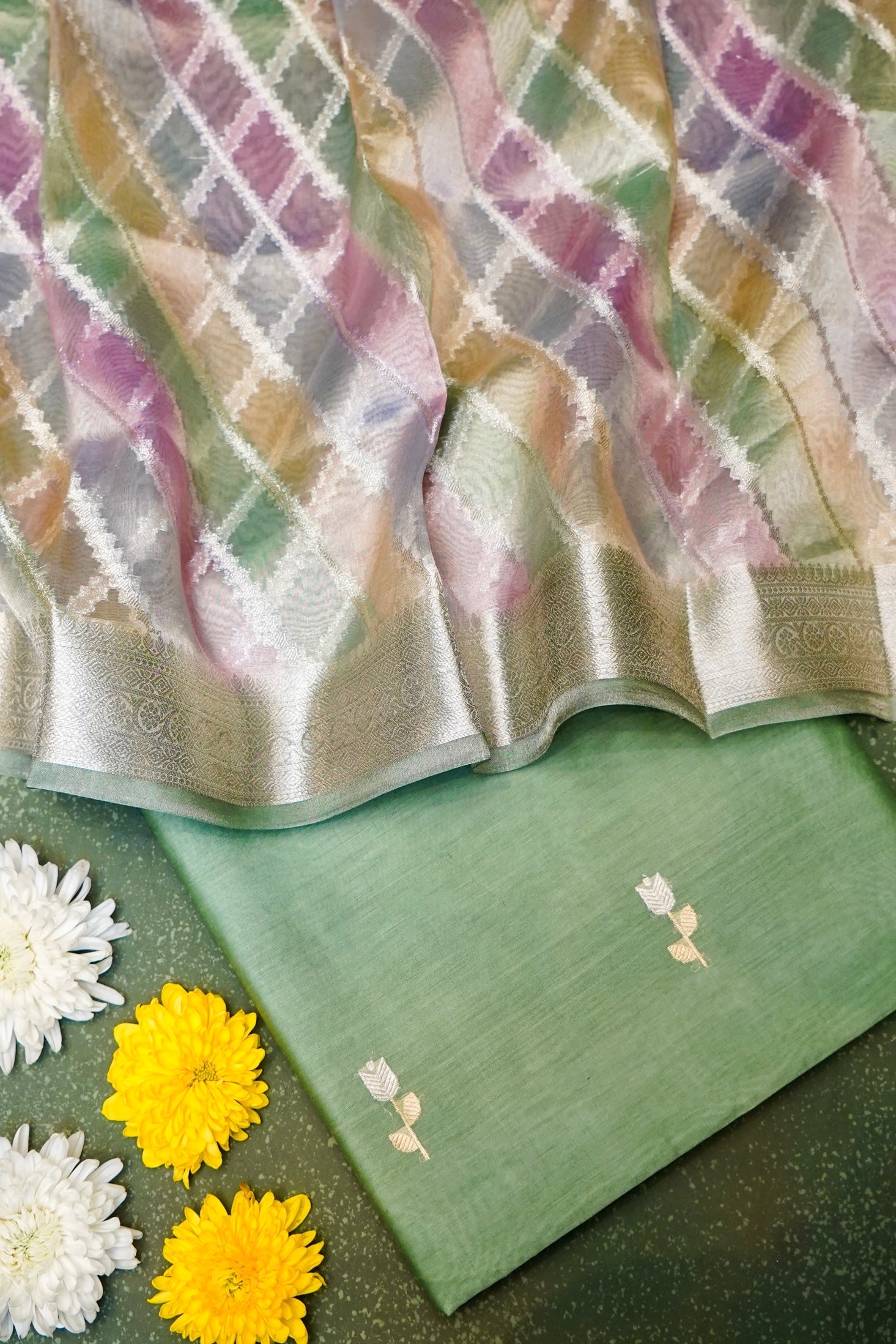 Designer Pastel Green Cotton Silk Suit