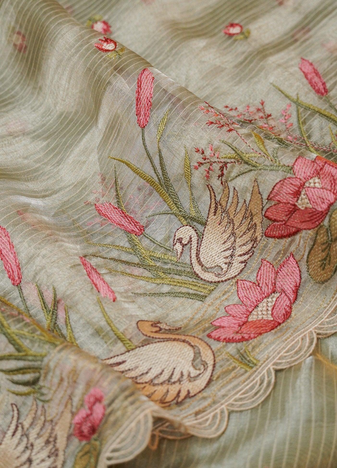 Designer Pastel Green Tissue Silk Suit - Sumangal Ekam