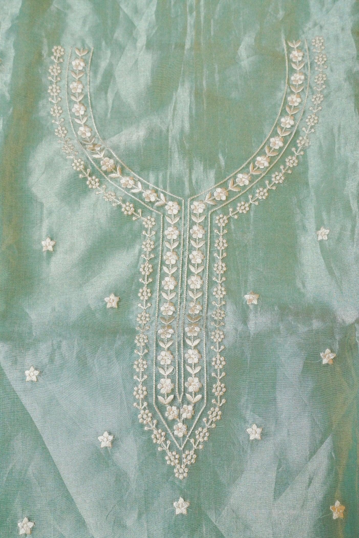 Designer Pastel Green Tissue Silk Suit - Sumangal Ekam
