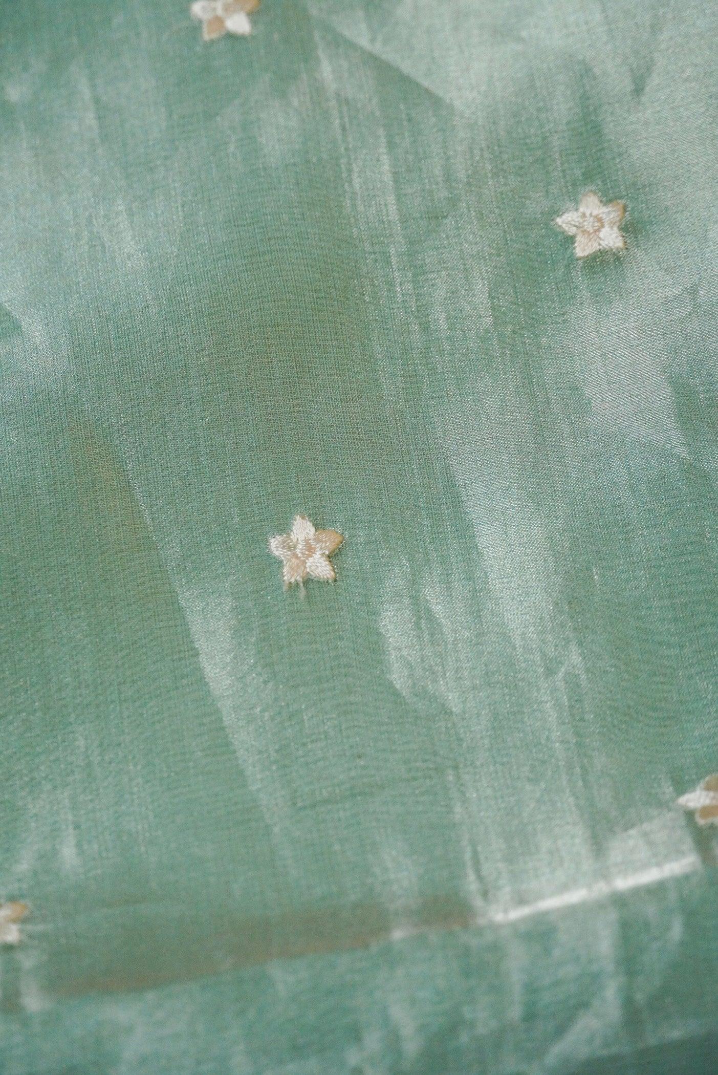 Designer Pastel Green Tissue Silk Suit - Sumangal Ekam