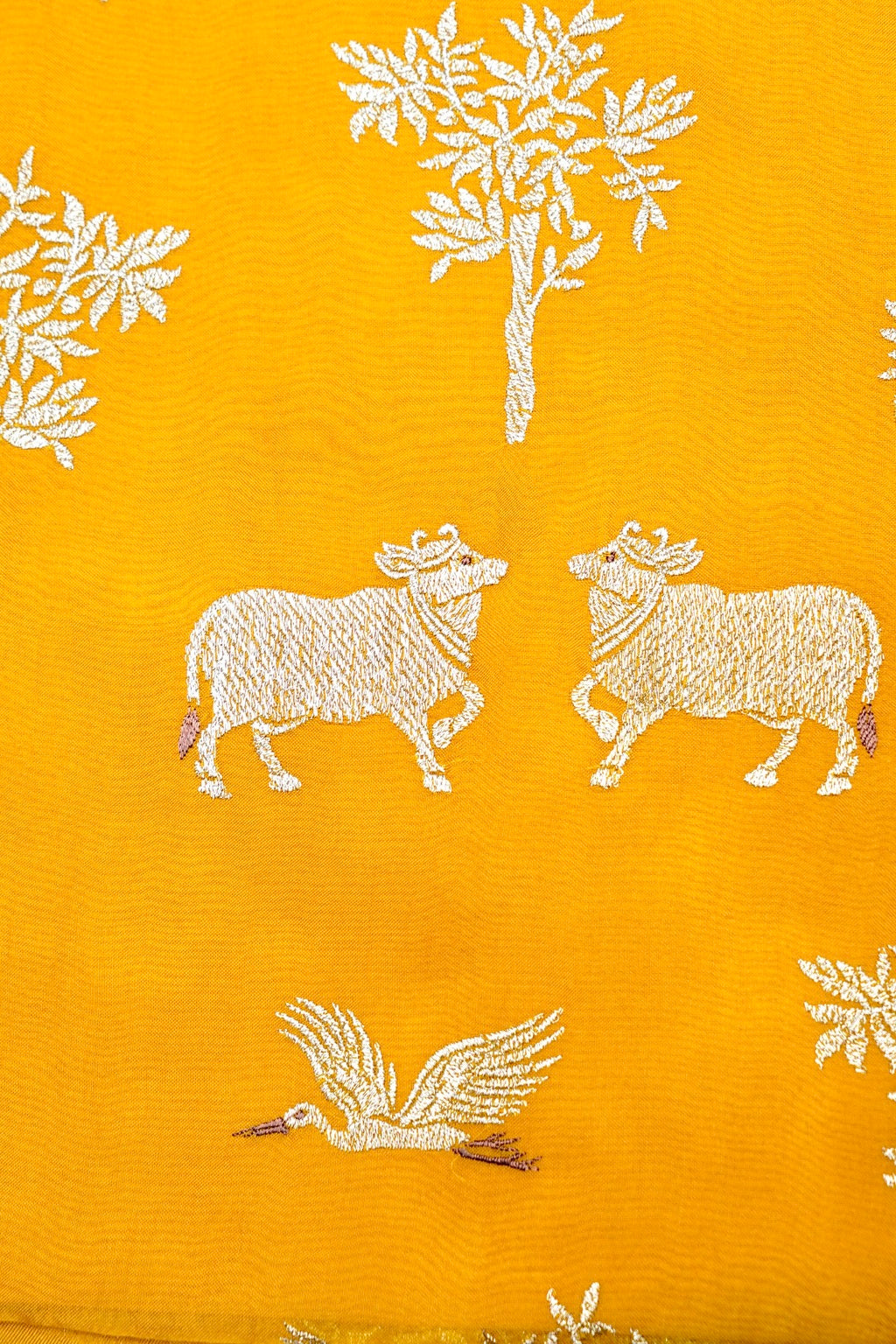 Designer Yellow Organza Silk Suit