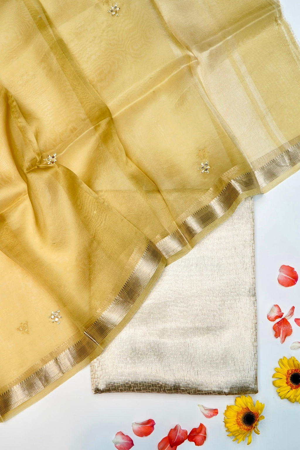 Designer Light Pishta Organza Silk Suit