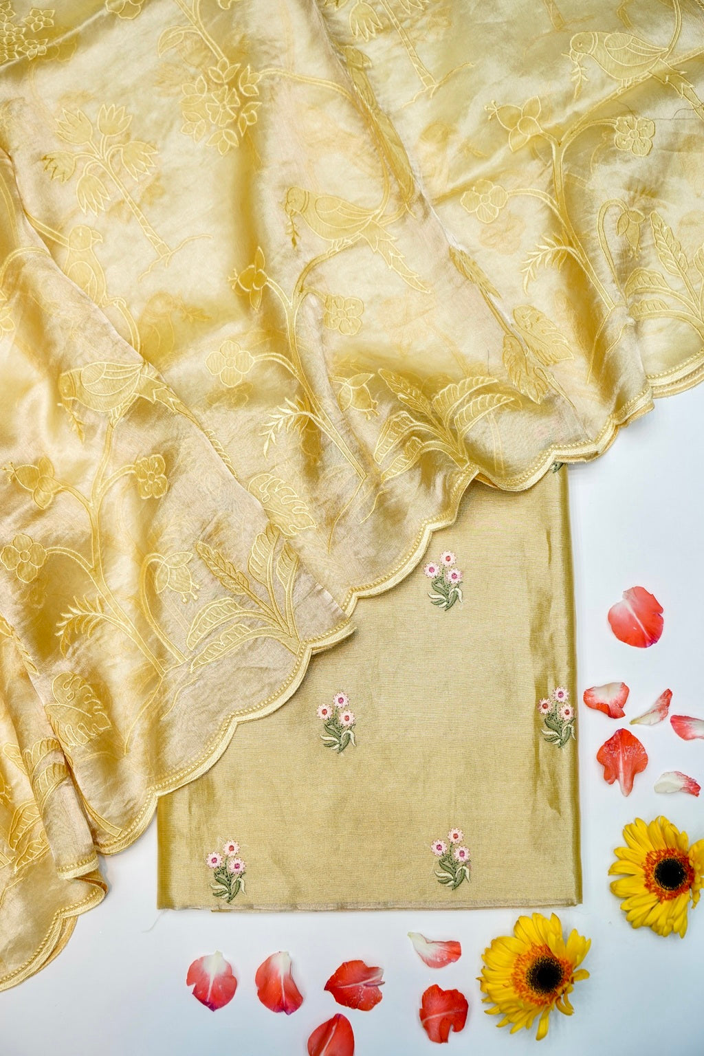 Designer Light Green Organza Silk Suit