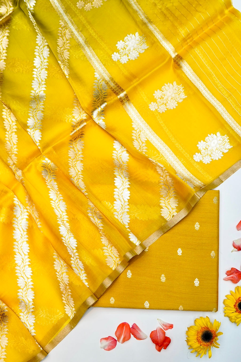 Designer Mustard Yellow Moonga Silk Suit