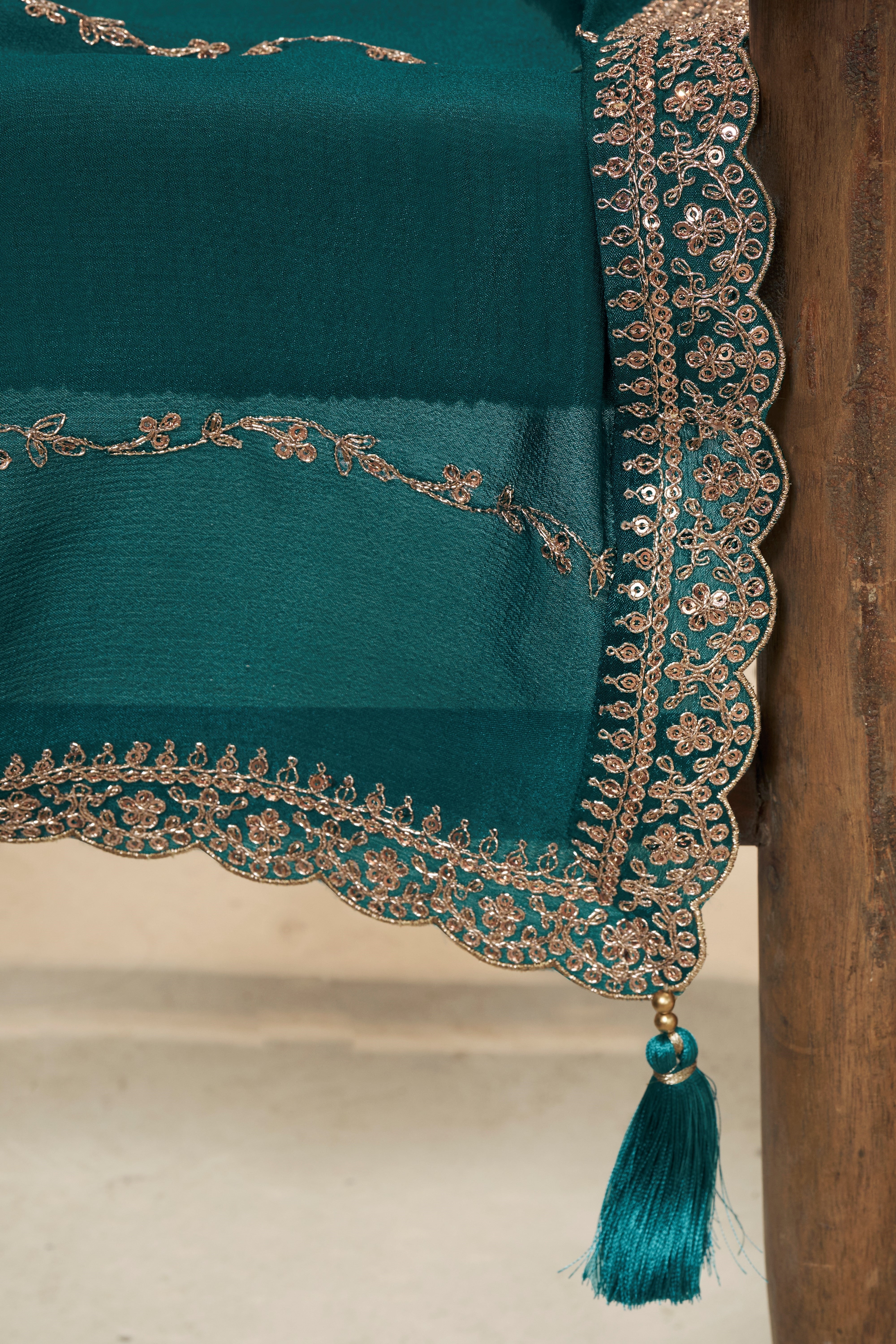 Designer Green Jacquard Weave Dola Silk Sharara Suit Set