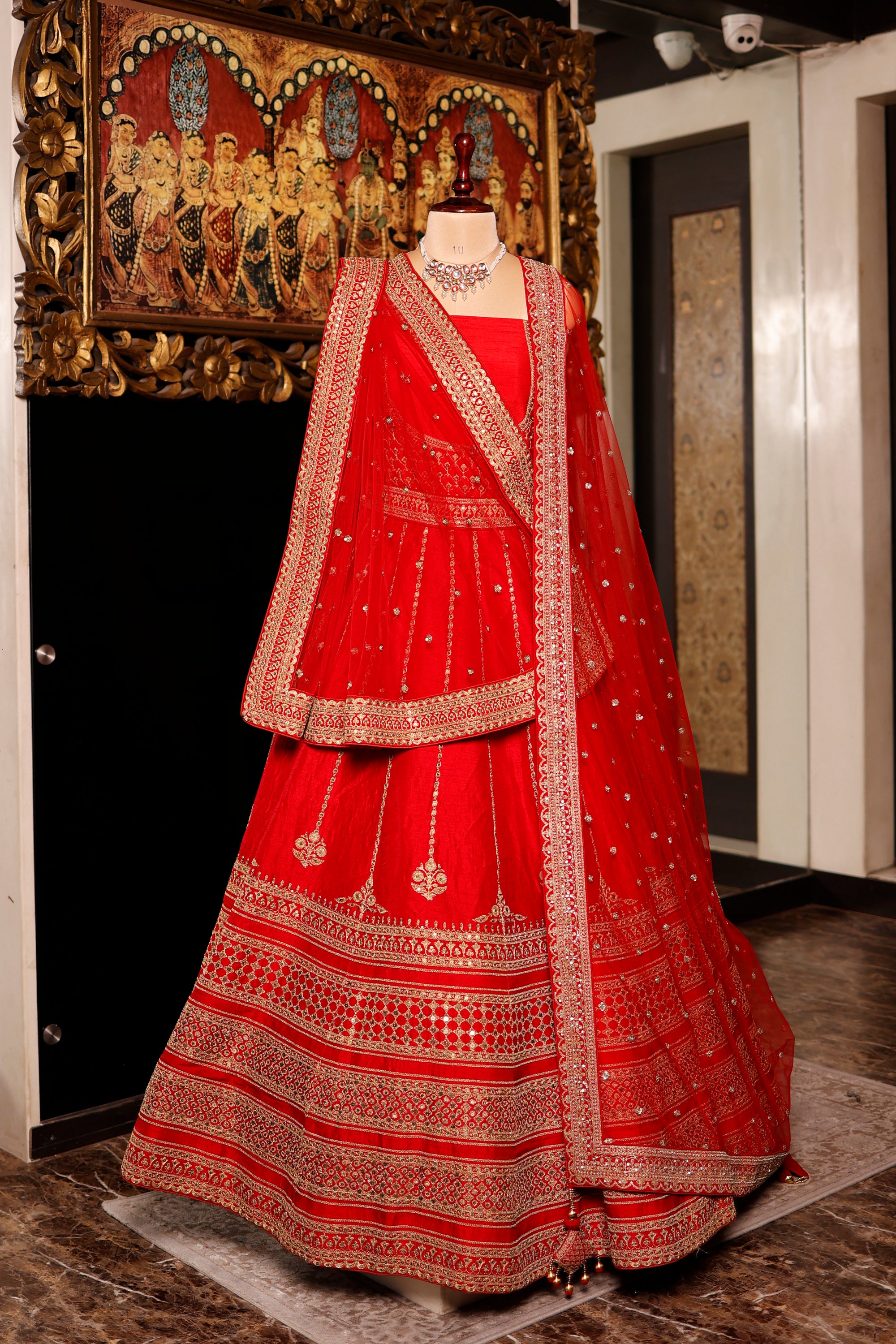 Designer Red Raw Silk Bridal Lehenga