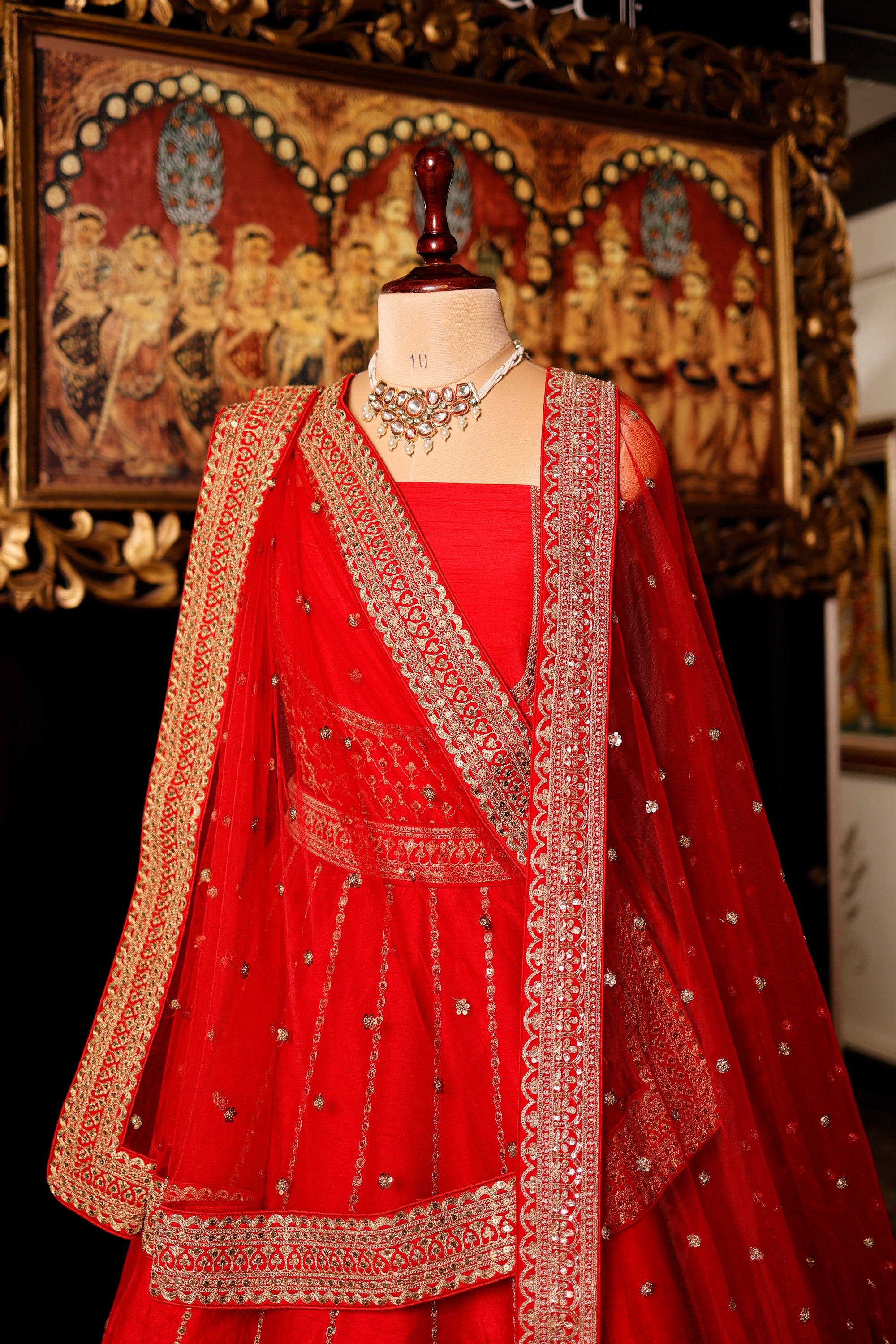 Designer Red Raw Silk Bridal Lehenga