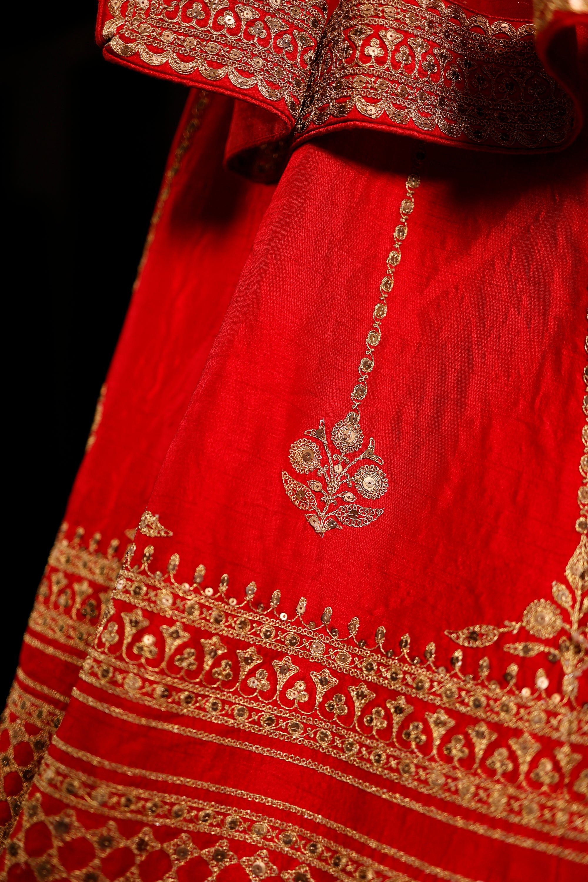 Designer Red Raw Silk Bridal Lehenga