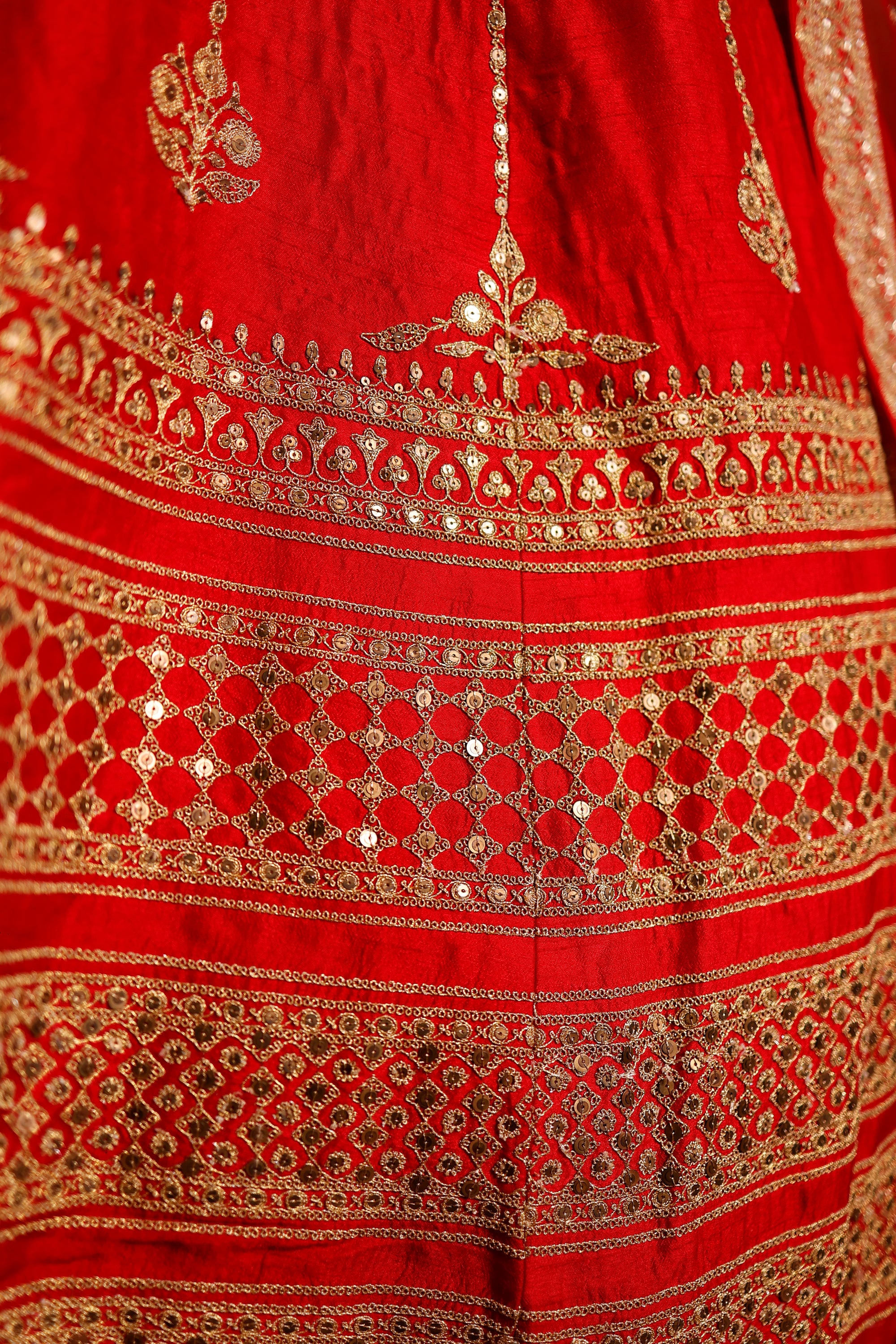 Designer Red Raw Silk Bridal Lehenga