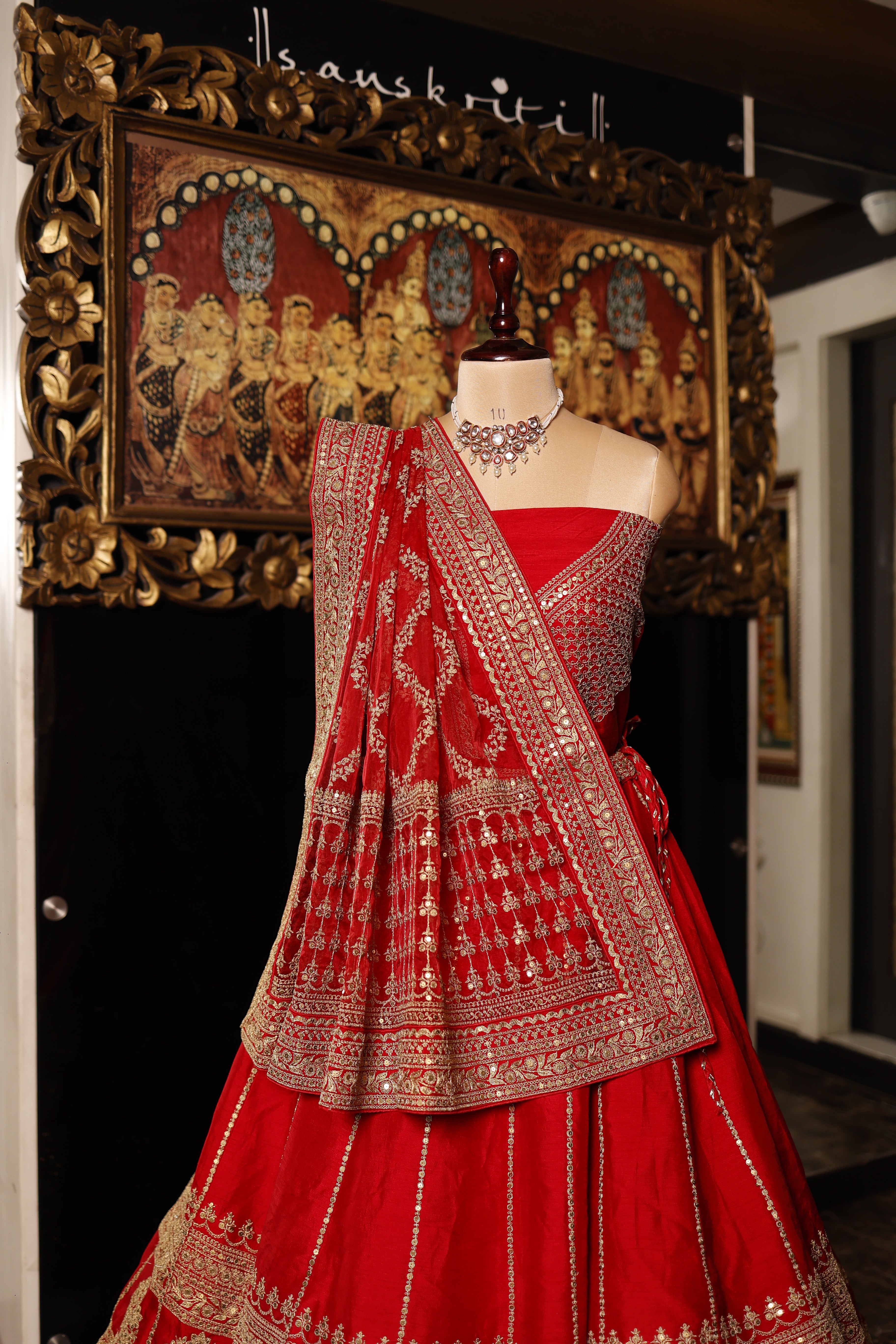 Designer Red Raw Silk Bridal Lehenga