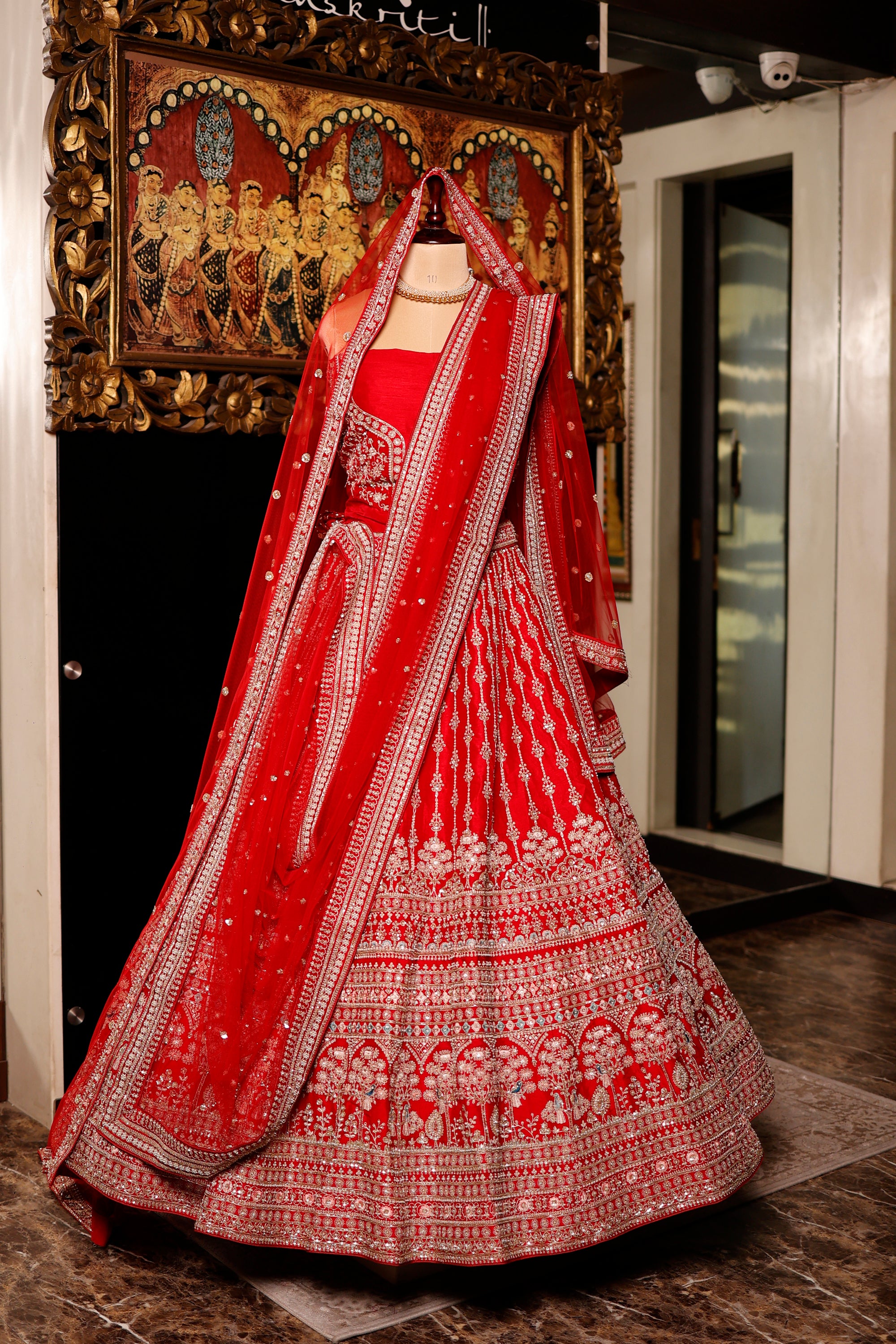 Designer Red Raw Silk Bridal Lehenga