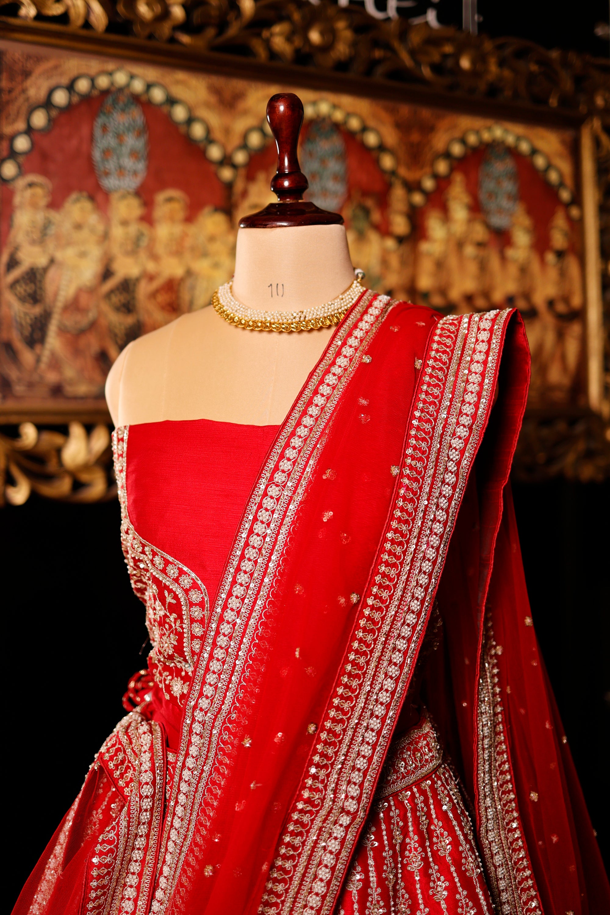 Designer Red Raw Silk Bridal Lehenga