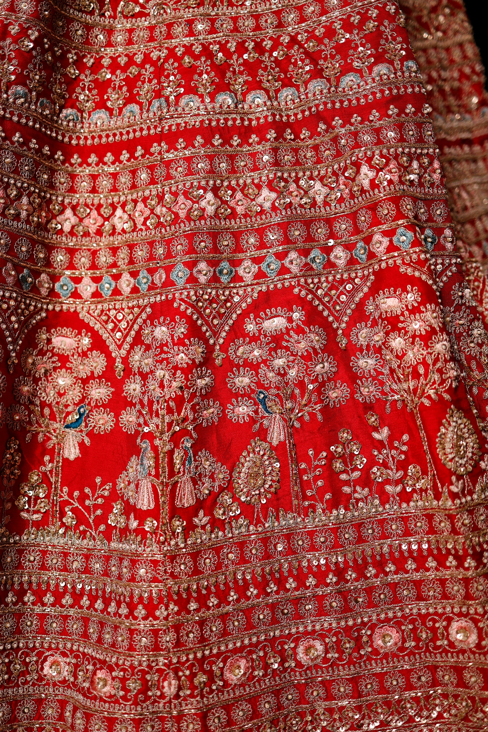 Designer Red Raw Silk Bridal Lehenga