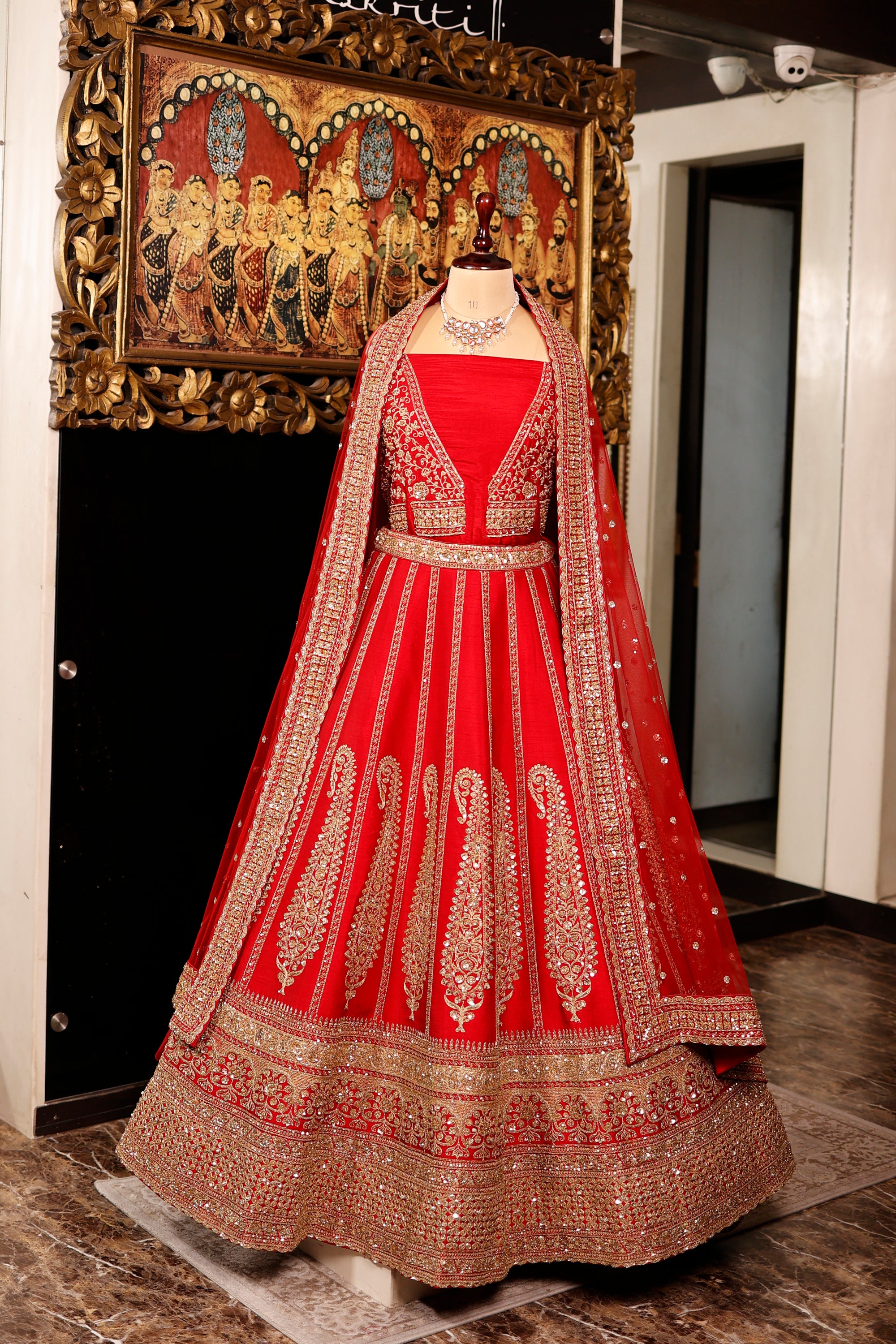 Designer Red Raw Silk Bridal Lehenga
