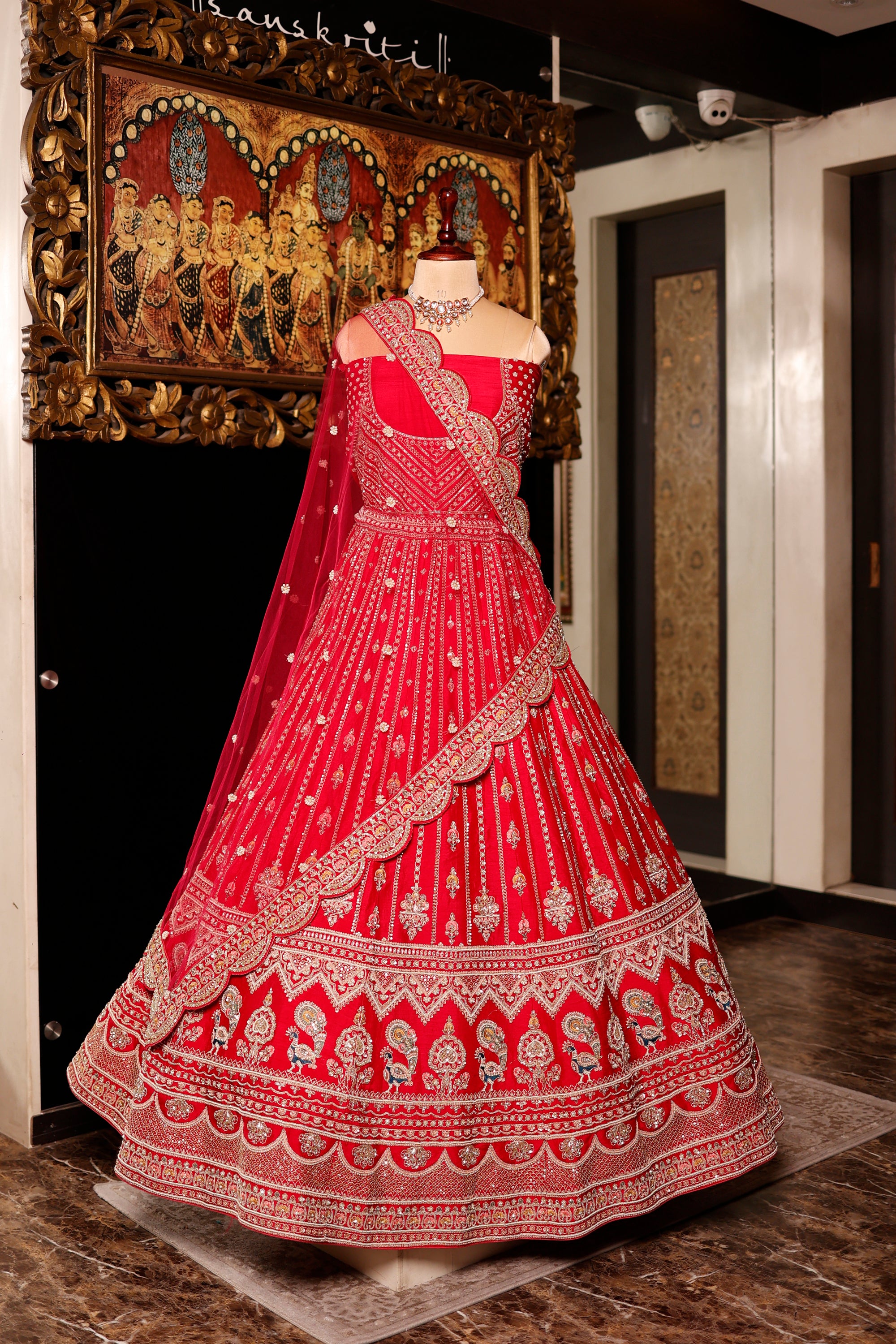 Designer Rani Pink Raw Silk Bridal Lehenga