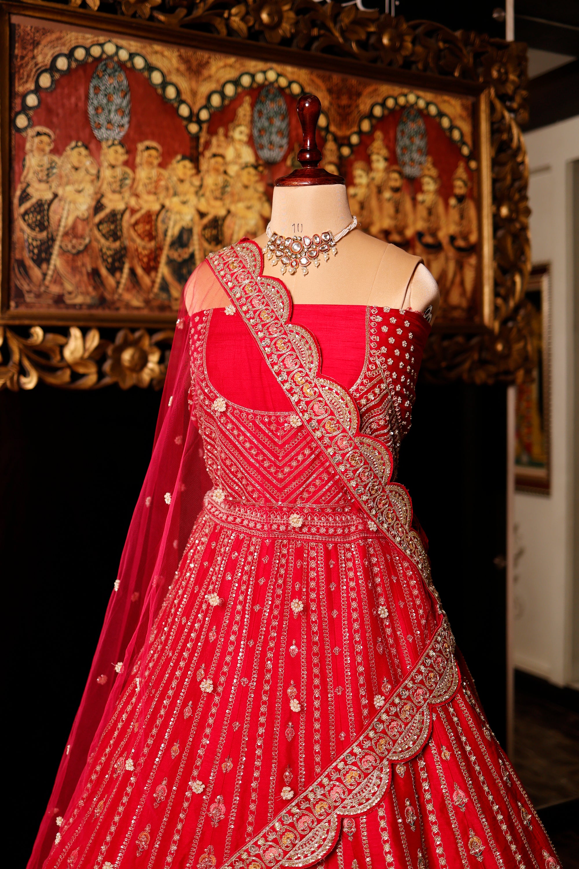 Designer Rani Pink Raw Silk Bridal Lehenga