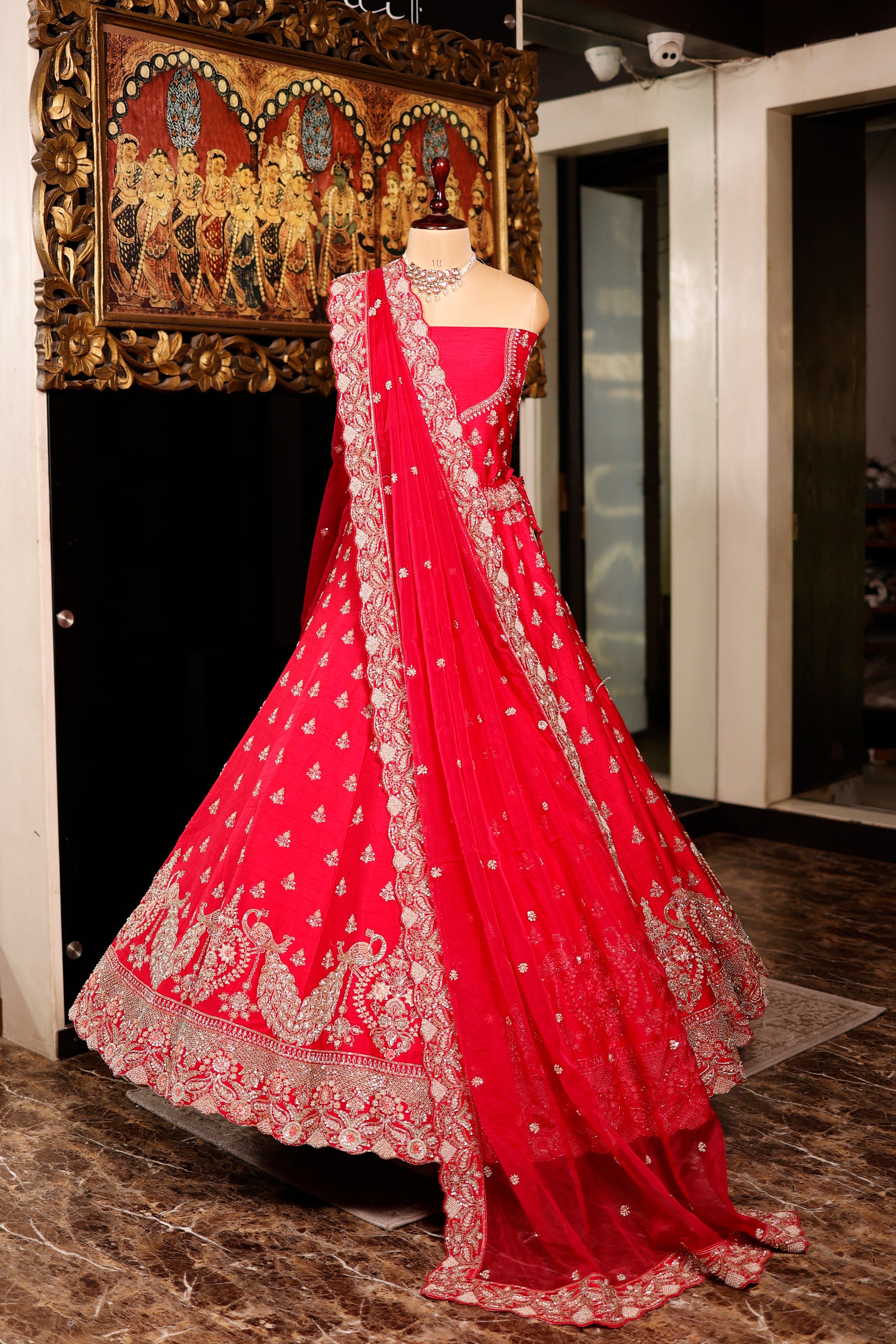 Designer Rani Pink Raw Silk Bridal Lehenga