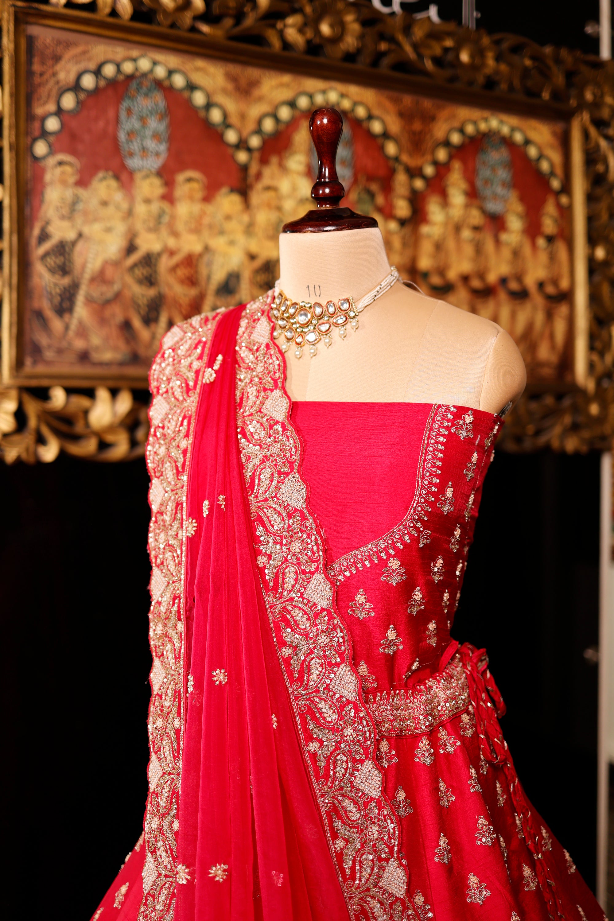 Designer Rani Pink Raw Silk Bridal Lehenga