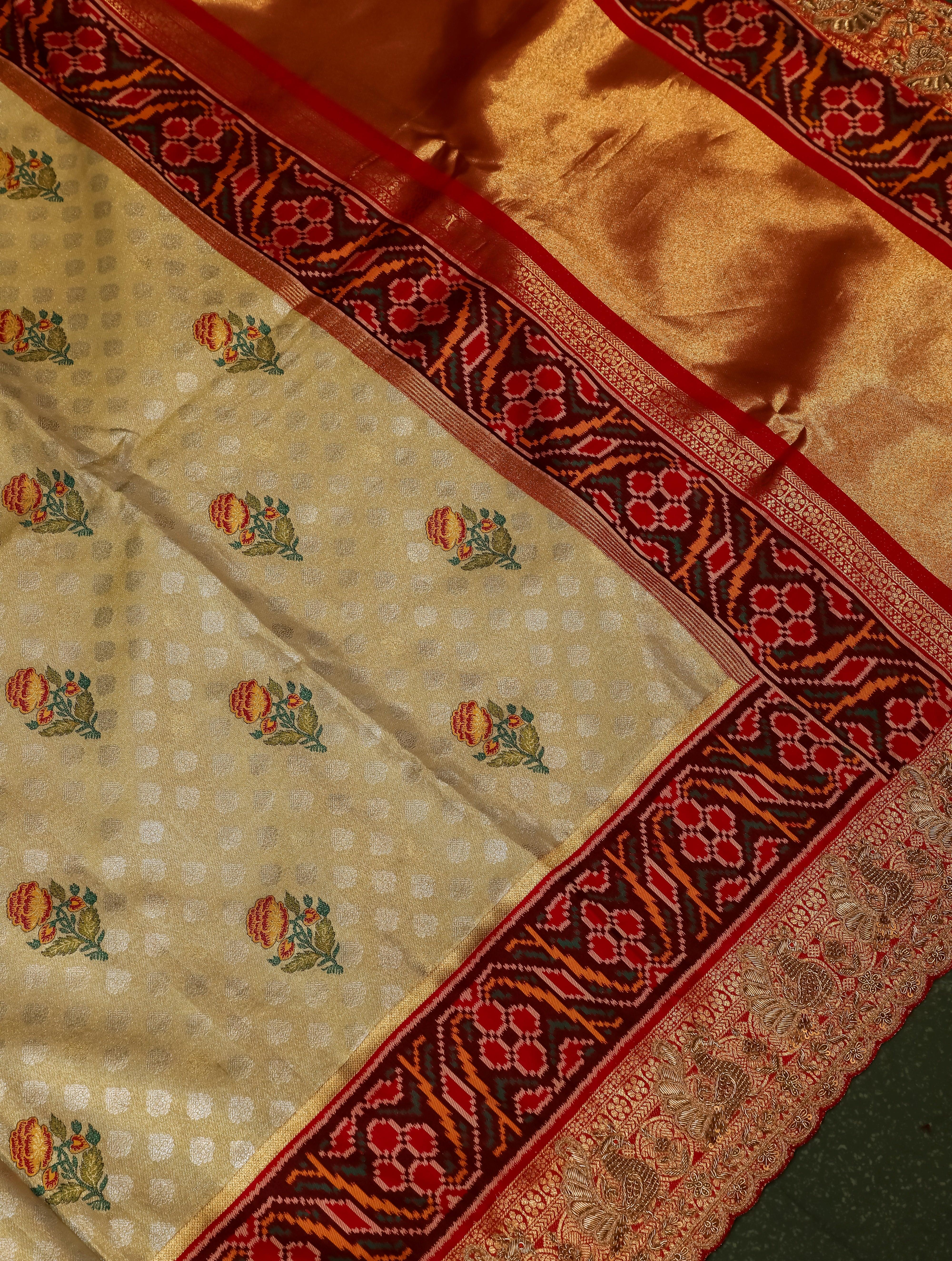 Designer Golden Katan Silk Saree - Sumangal Ekam