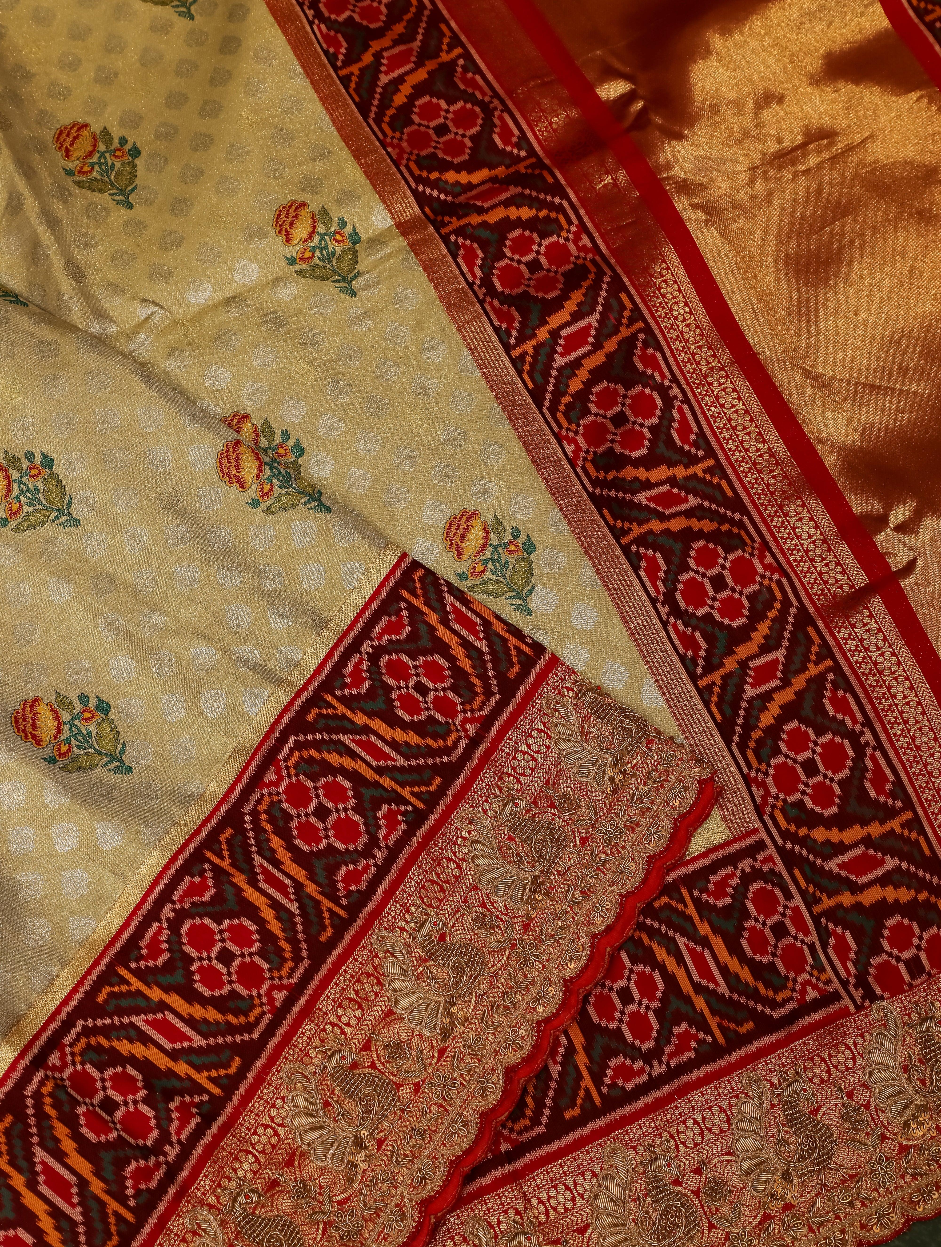 Designer Golden Katan Silk Saree - Sumangal Ekam