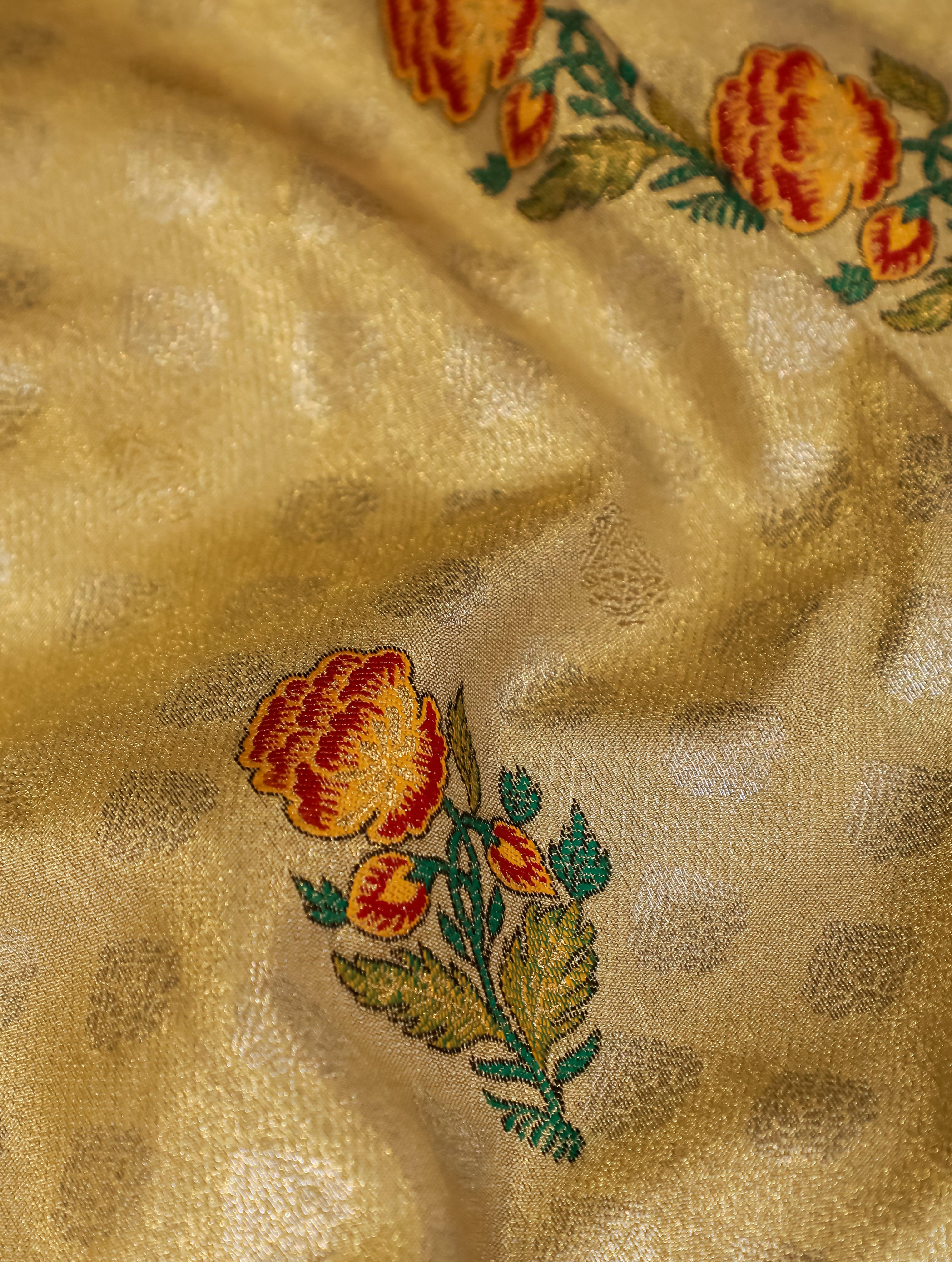 Designer Golden Katan Silk Saree - Sumangal Ekam