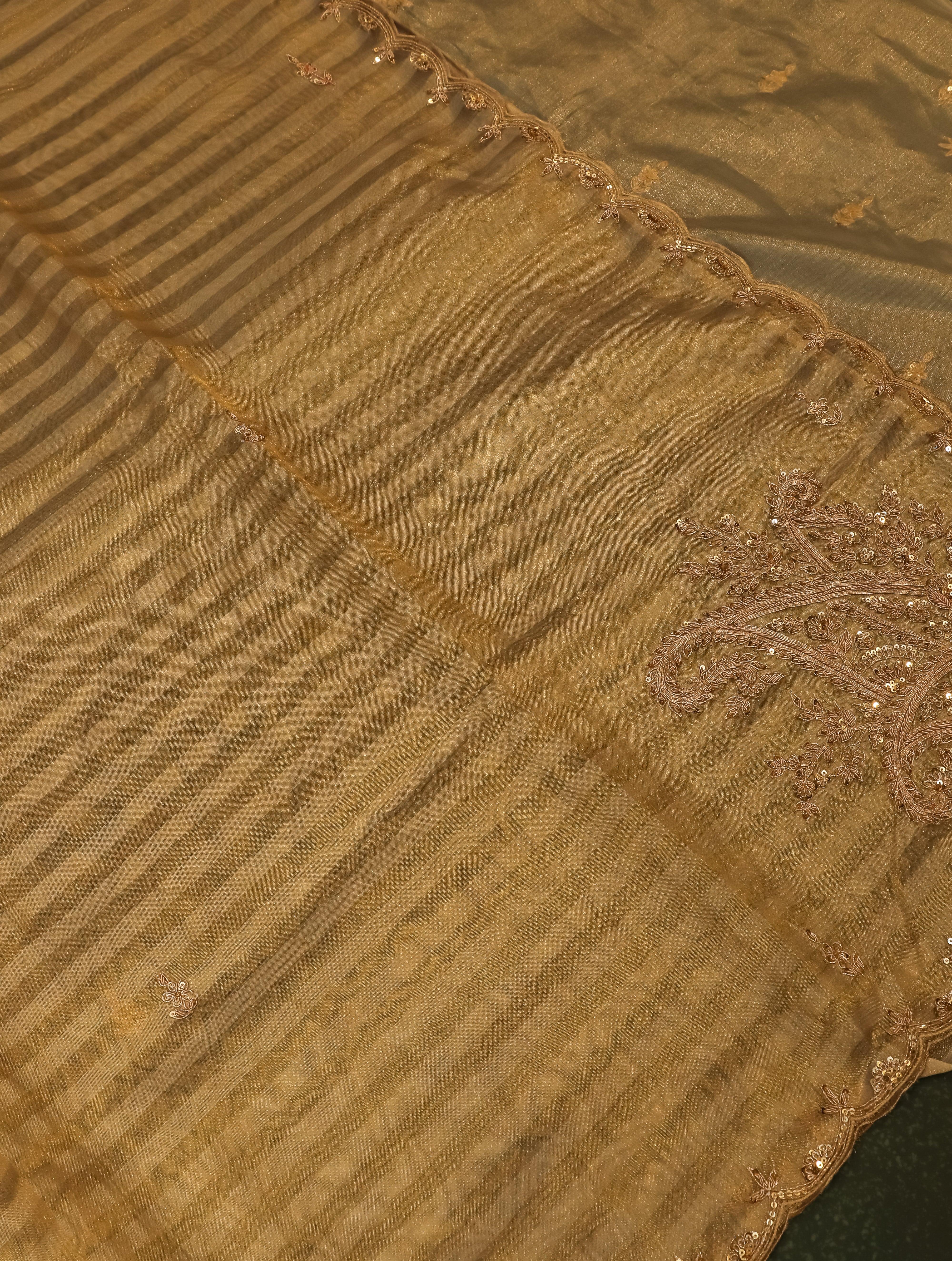 Designer Golden Tissue Silk Saree - Sumangal Ekam