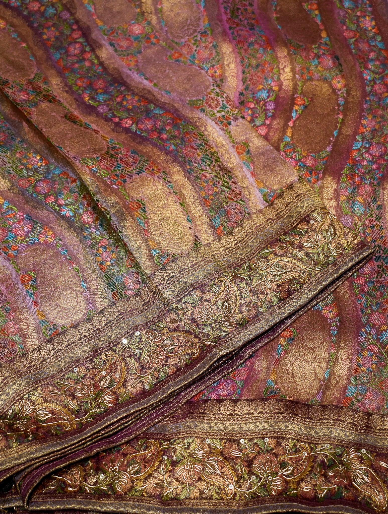Designer Purple Crepe Silk Saree