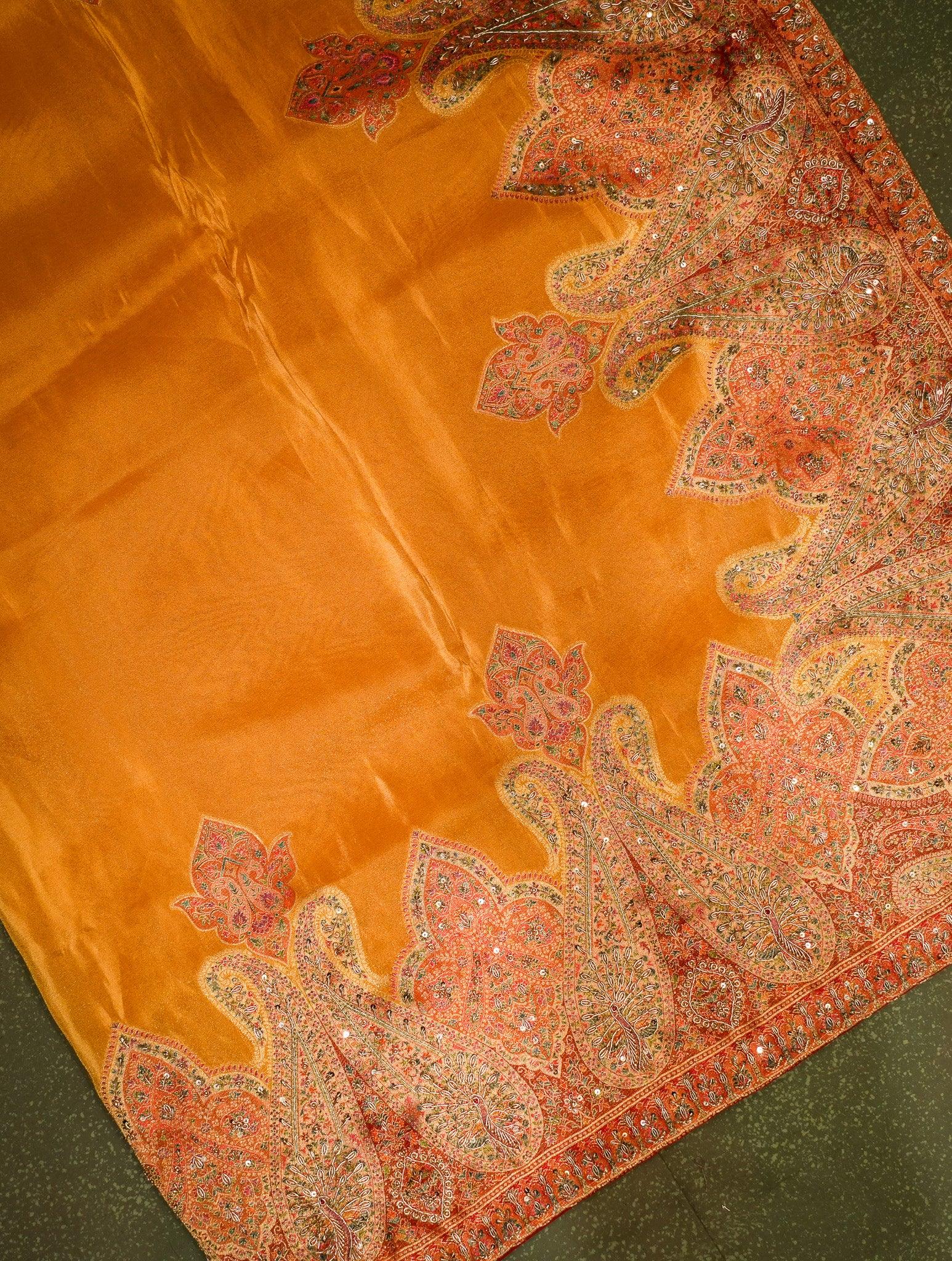 Designer Mustard Yellow Crepe Silk Saree