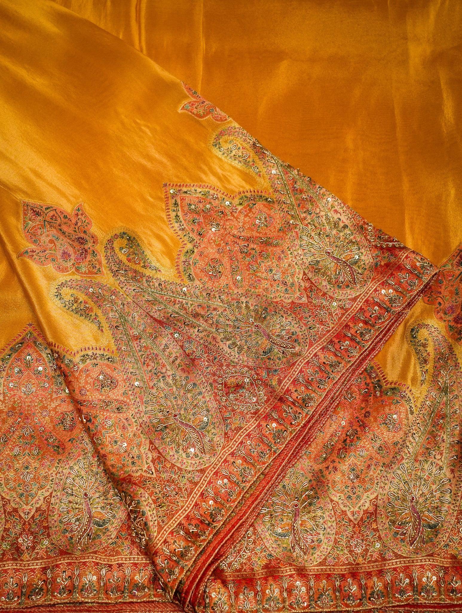 Designer Mustard Yellow Crepe Silk Saree