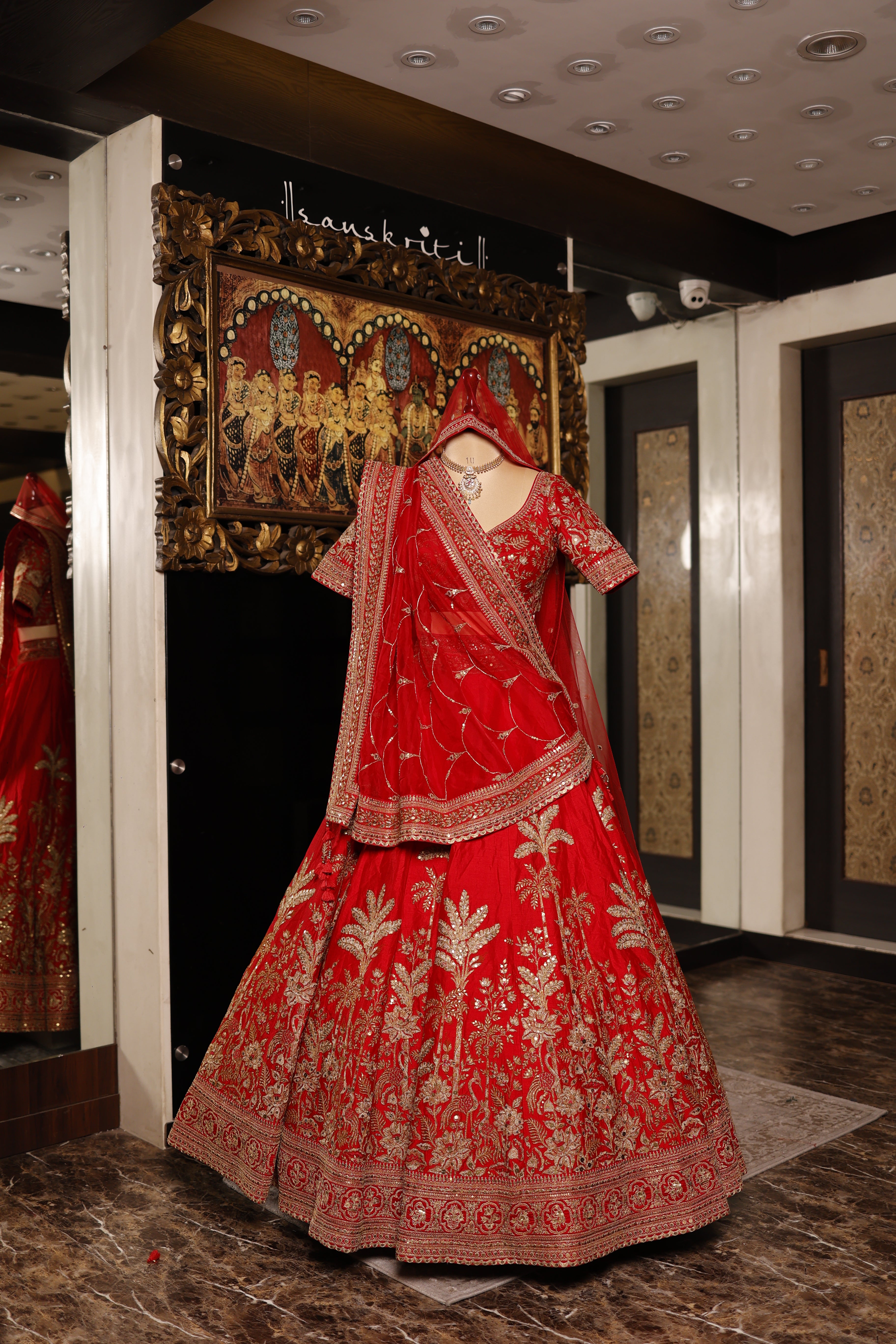 Designer Red Raw Silk Bridal Lehenga