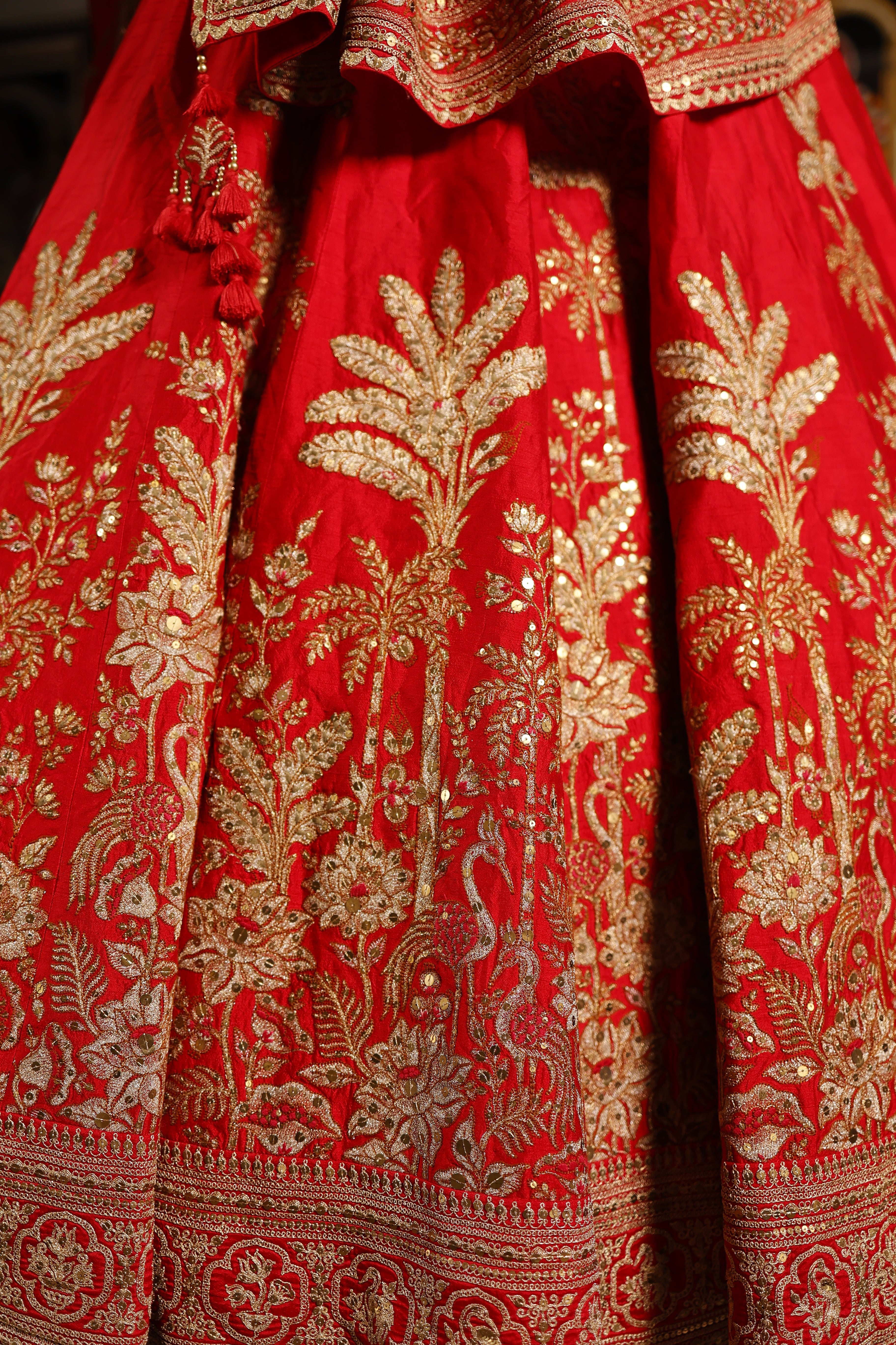 Designer Red Raw Silk Bridal Lehenga