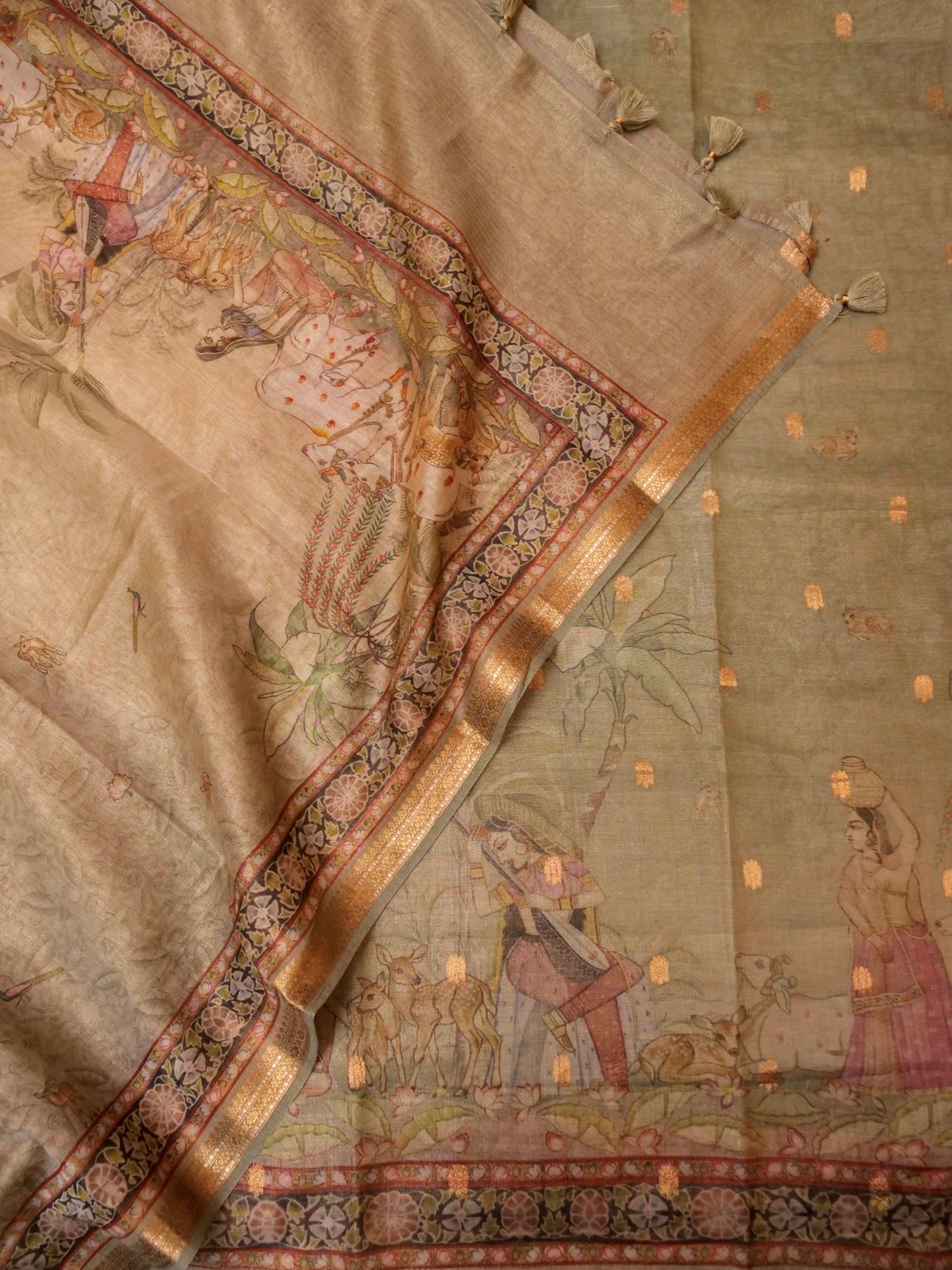 Handwoven Pista Green Banarasi Tissue Silk Suit - Sumangal Ekam