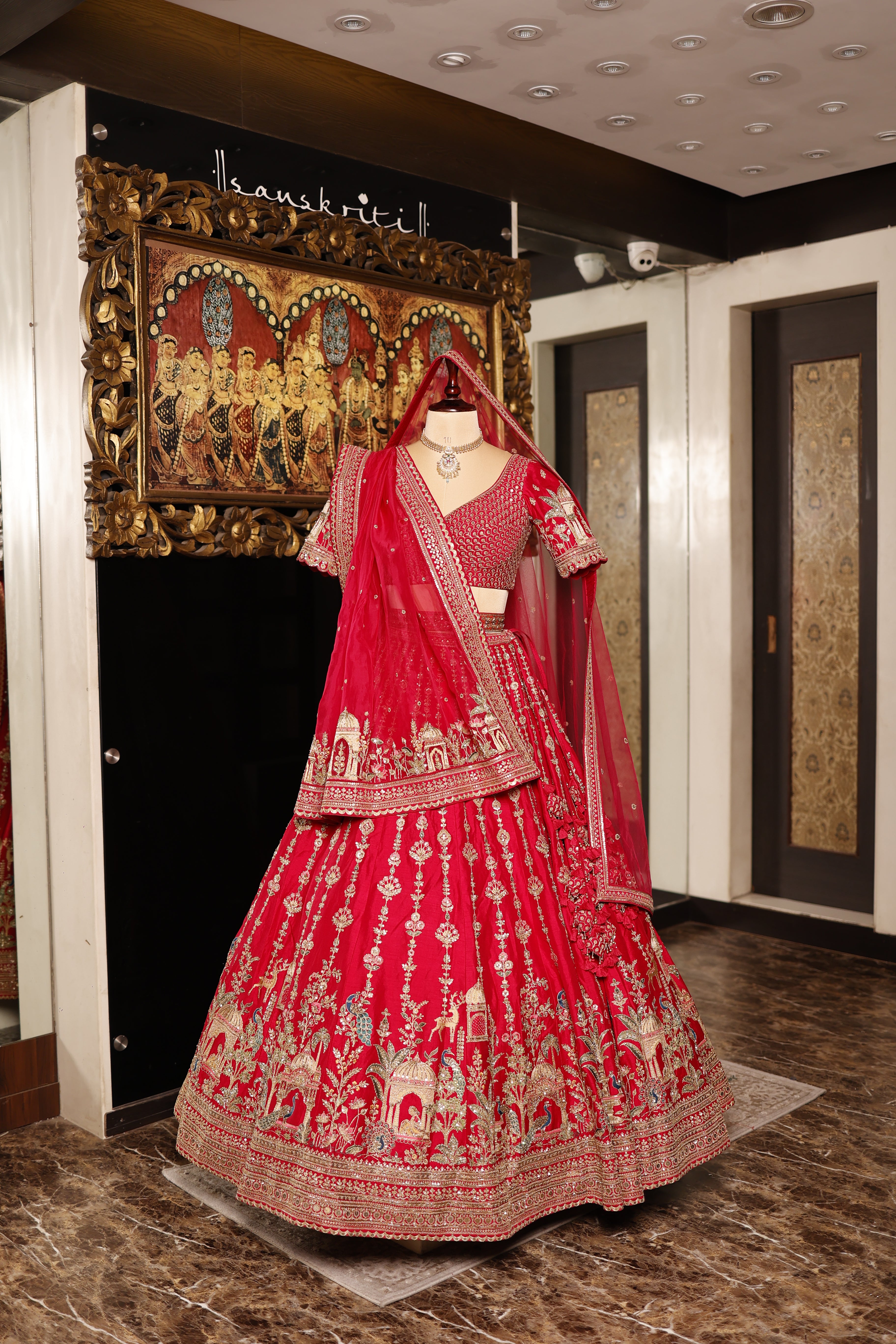 Designer Rani Pink Raw Silk Bridal Lehenga