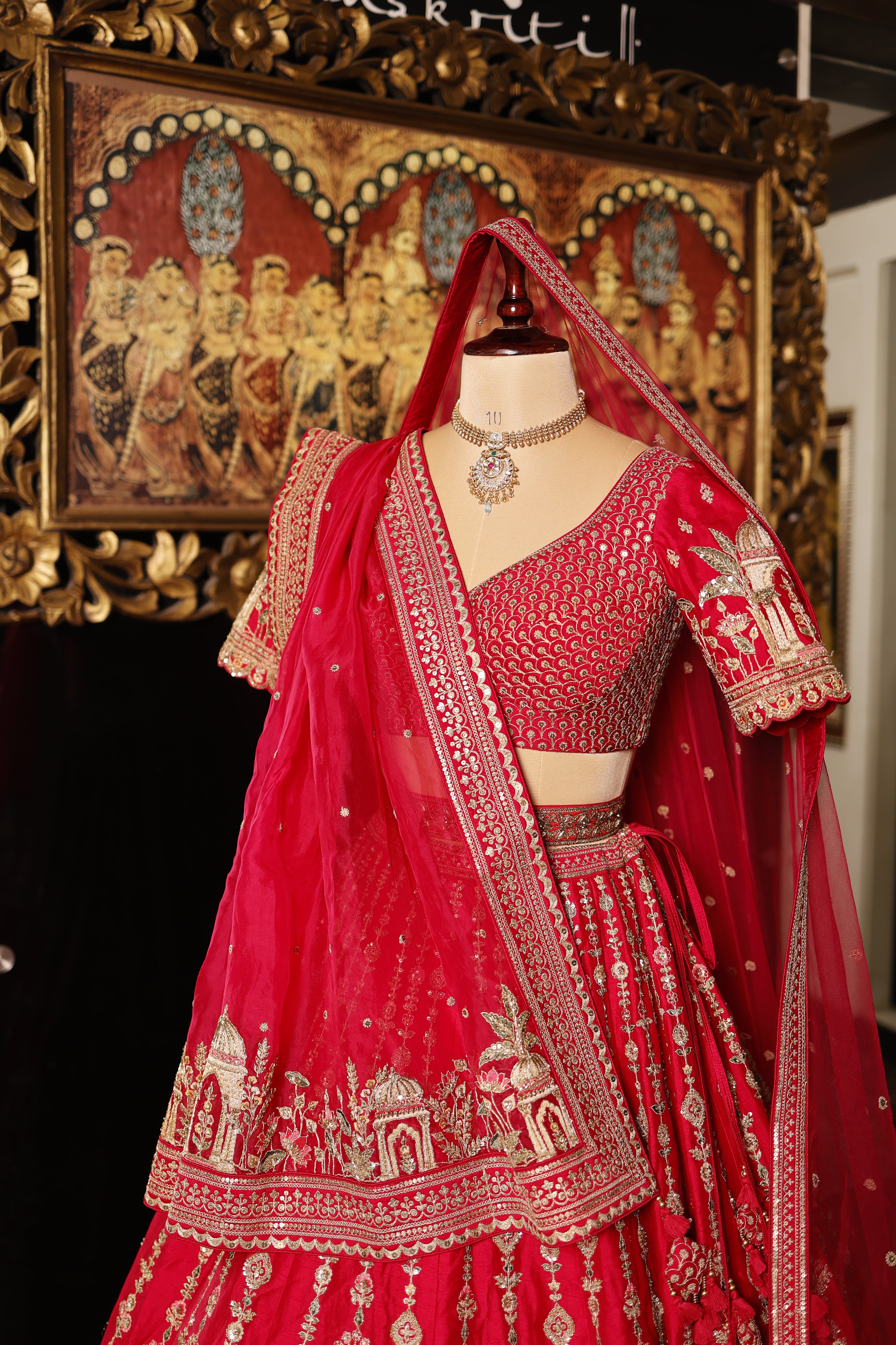 Designer Rani Pink Raw Silk Bridal Lehenga